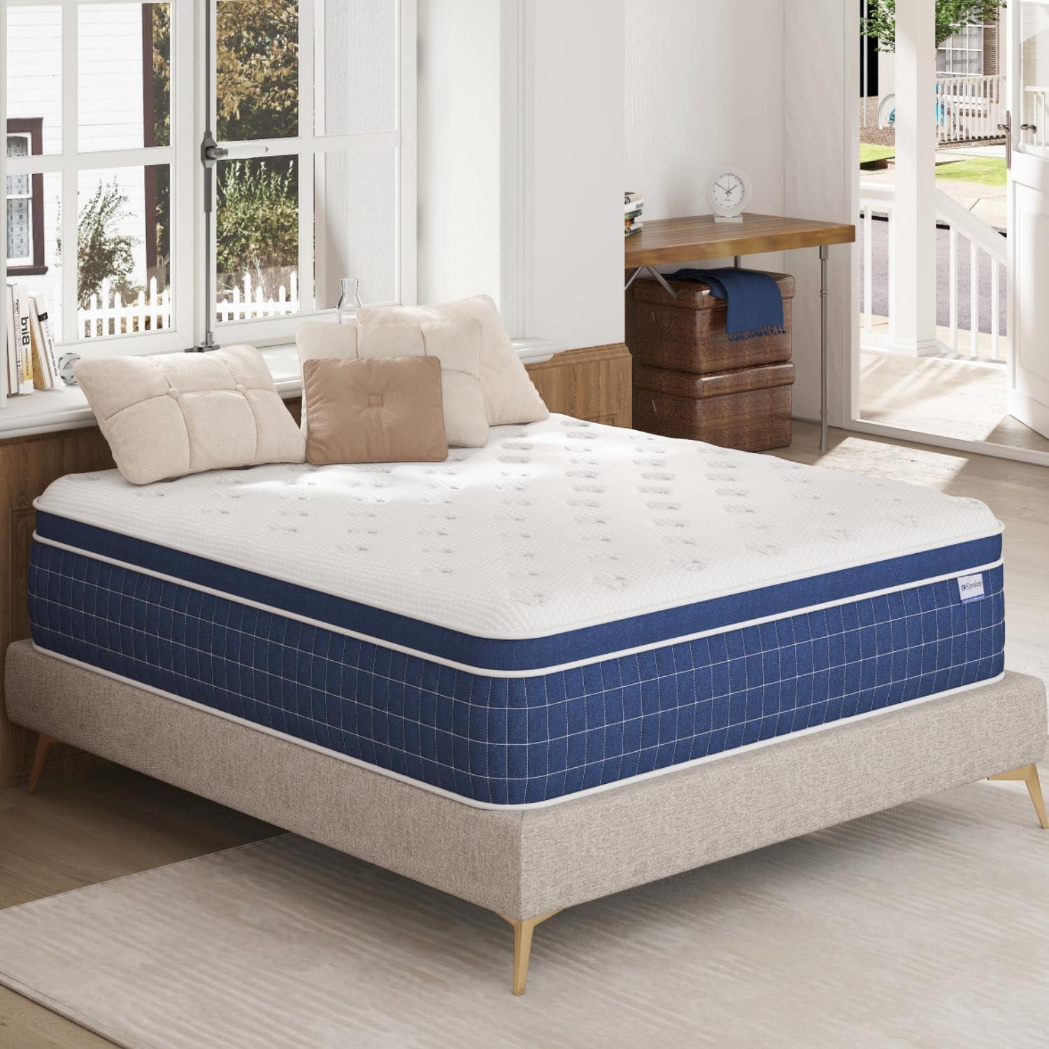 EEN EEN SLEEP Full Size Mattress [Upgraded Strengthen] 12 Inch Firm Full Mattress in a Box, Hybrid Mattresses with Gel Memory Foam and Independent Pocket Springs, Release Stress, Strong Edge Support