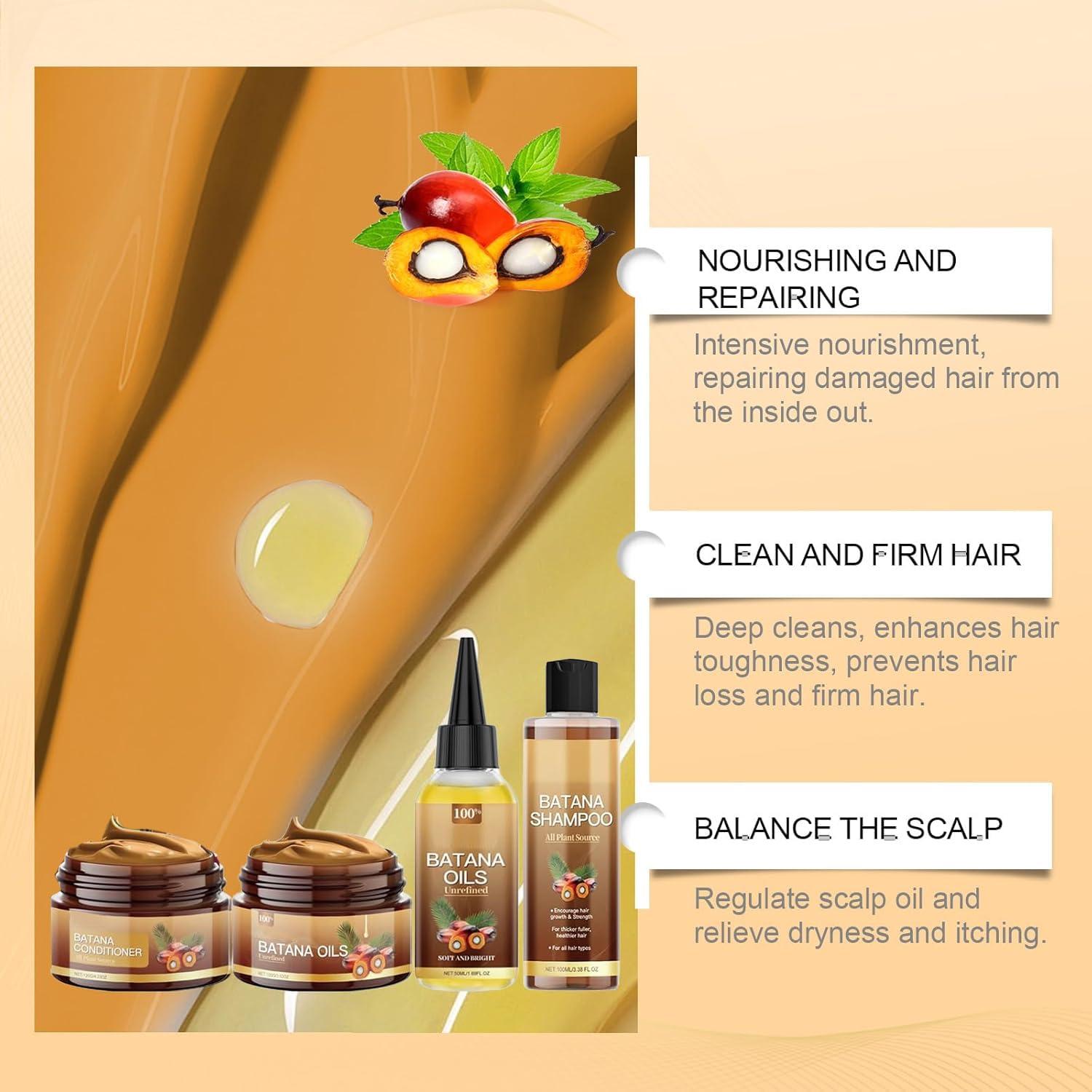 Batana Oil Shampoo and Conditioner Set - Unrefined Batana Mask & Oil for Hair Growth & Loss, Natural Care Set for All Hair Types - Image 4