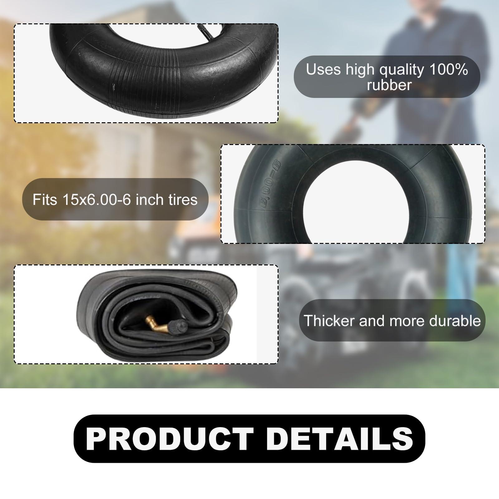 Wevdn 2 PCS 15×6.00-6" Inner Tubes, Durable 15×600-6 Inner Tube Replacement with TR-13 Straight Valve Stem, Heavy Duty Inner Tube Tire for ATVs Yard Tractor Lawn Mowers Wheelbarrows, Car Accessories - Image 4