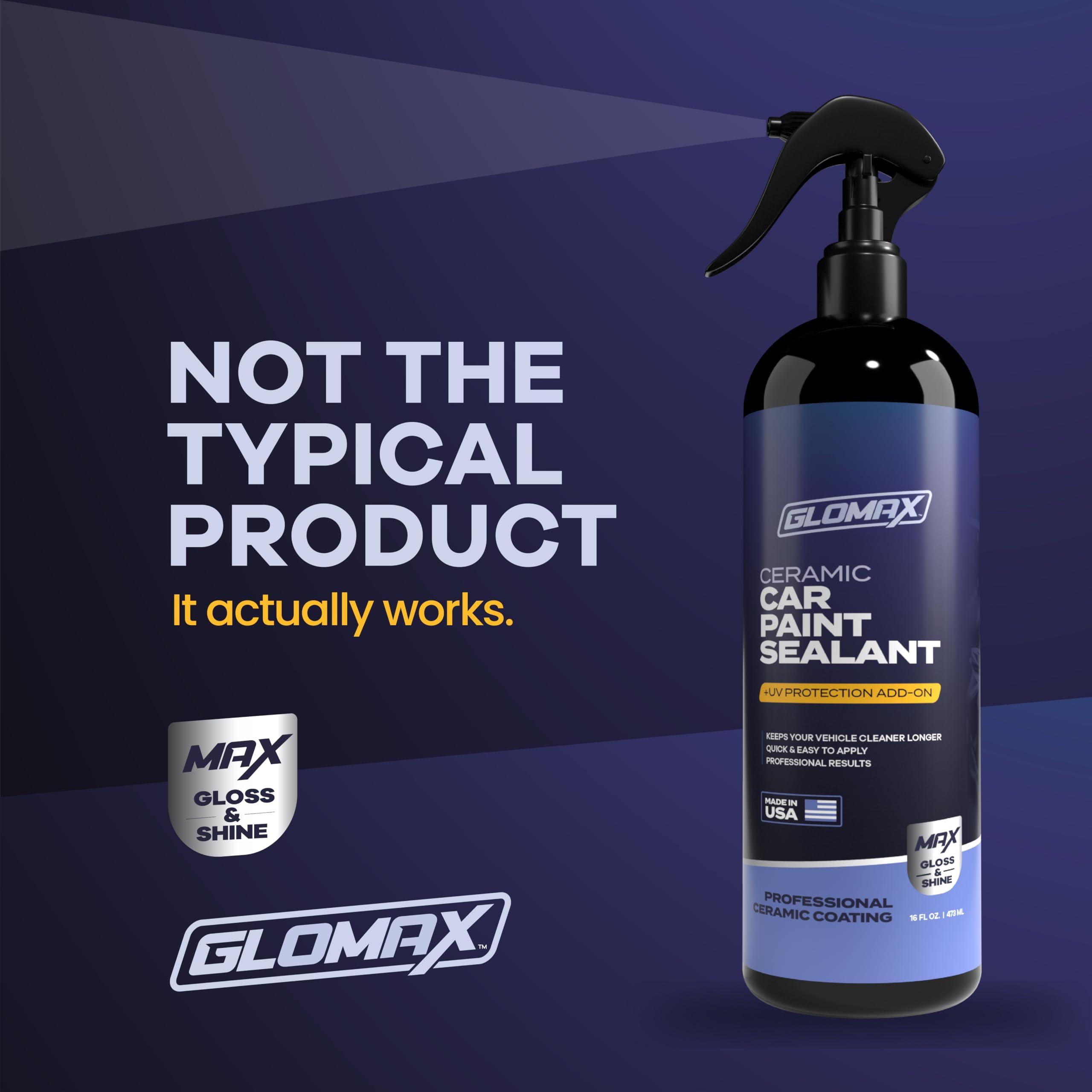 GLOMAX Ceramic Coating For Cars (16 oz.) - Hydrophobic Ceramic Car Wax Spray With Added UV PROTECTION - LONG LASTING Shiny Car Stuff - Spray Wax For Cars With 2 Micro Fiber Towels, Waterless Wash - Image 5
