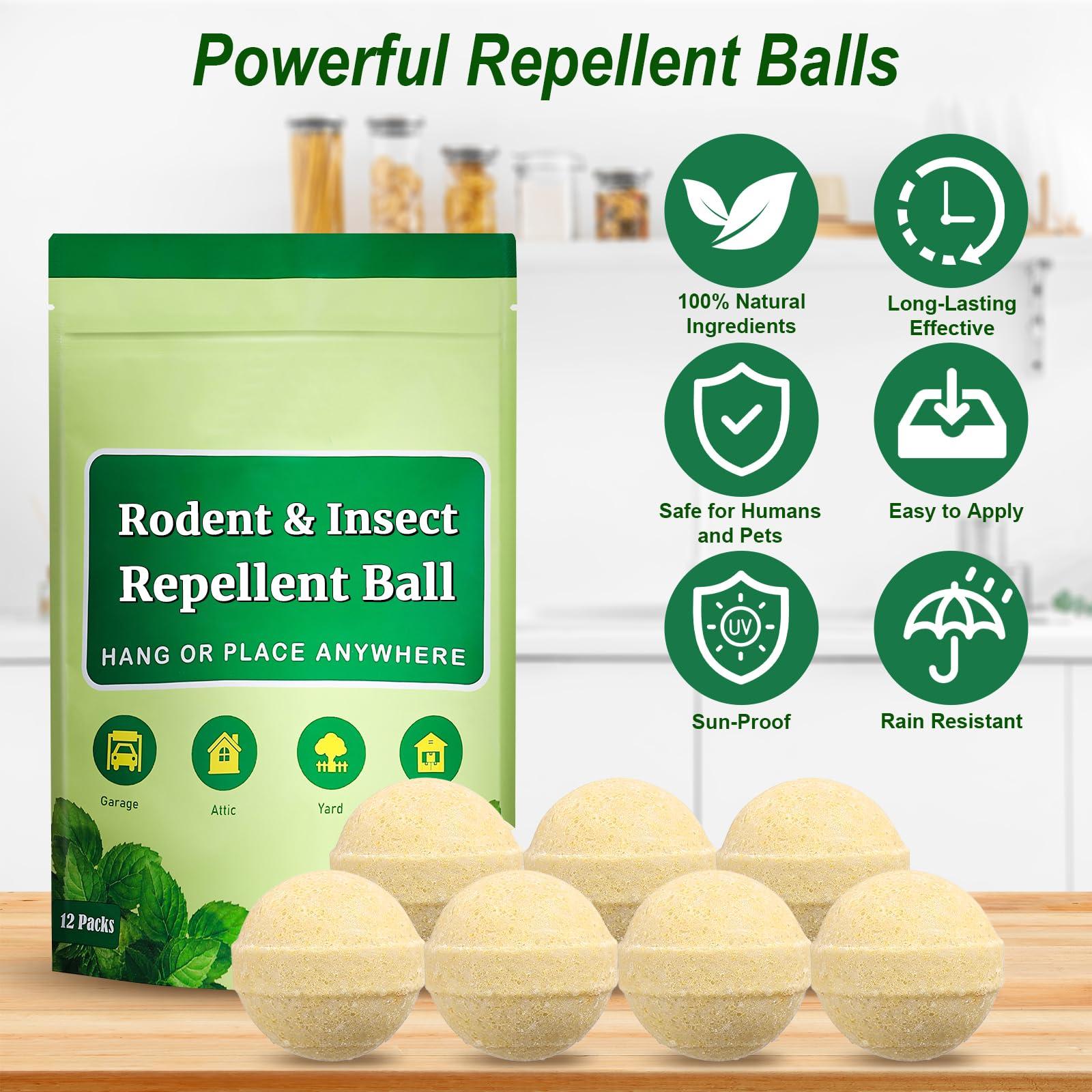 Rodent and Insect Repellent Balls, Squirrel Rat Repellent for Outdoor and Indoor, Peppermint to Repel Mice and Rats, Rodent and Mouse Deterrent for House, Garden, Attic, 12 Packs - Image 3