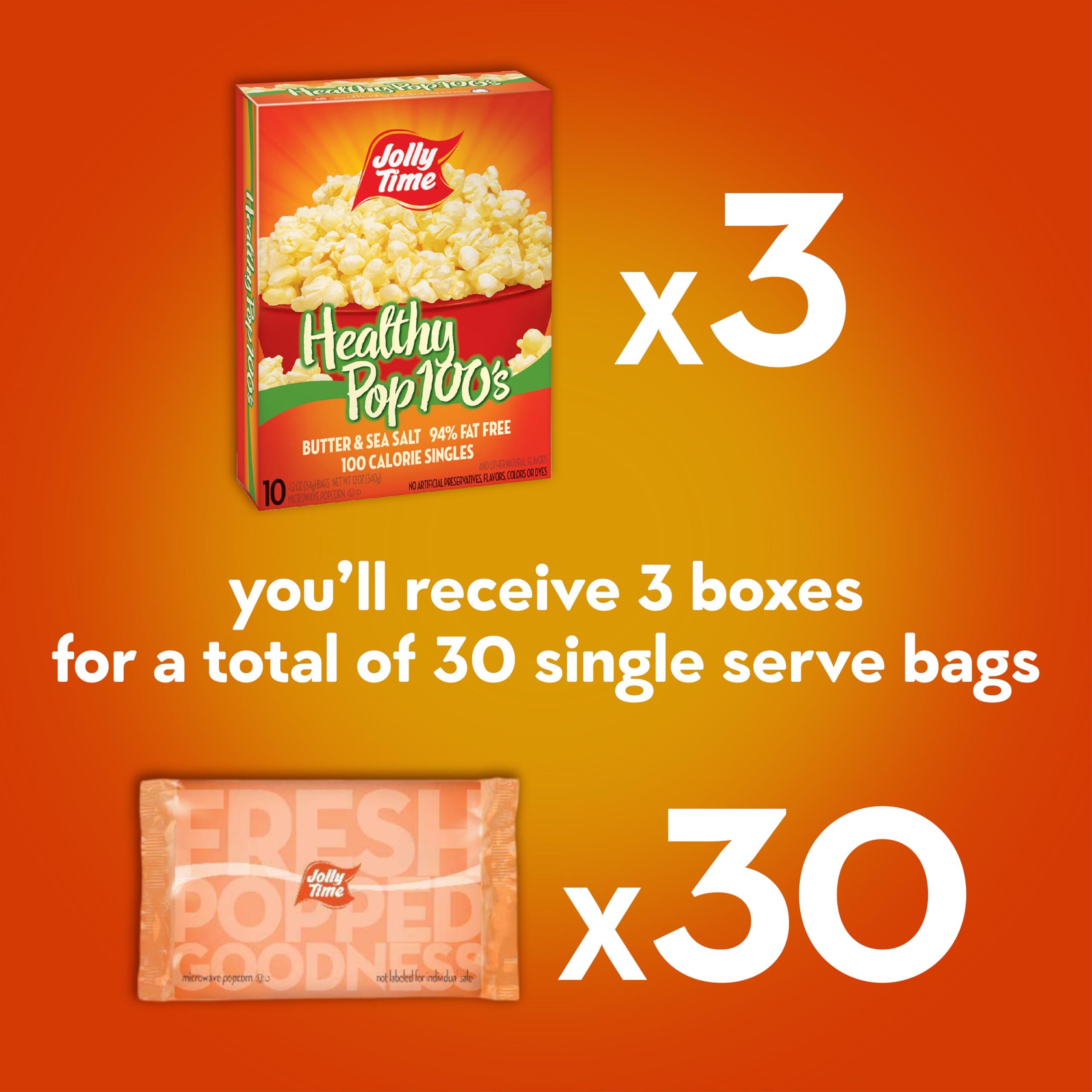 Jolly Time Healthy Pop Microwave Popcorn, 1.2oz Personal Bag, 10 Bags Per Carton (Healthy Pop 100's - Butter & Sea Salt,1.2 Ounce (Pack of 30)) - Image 3