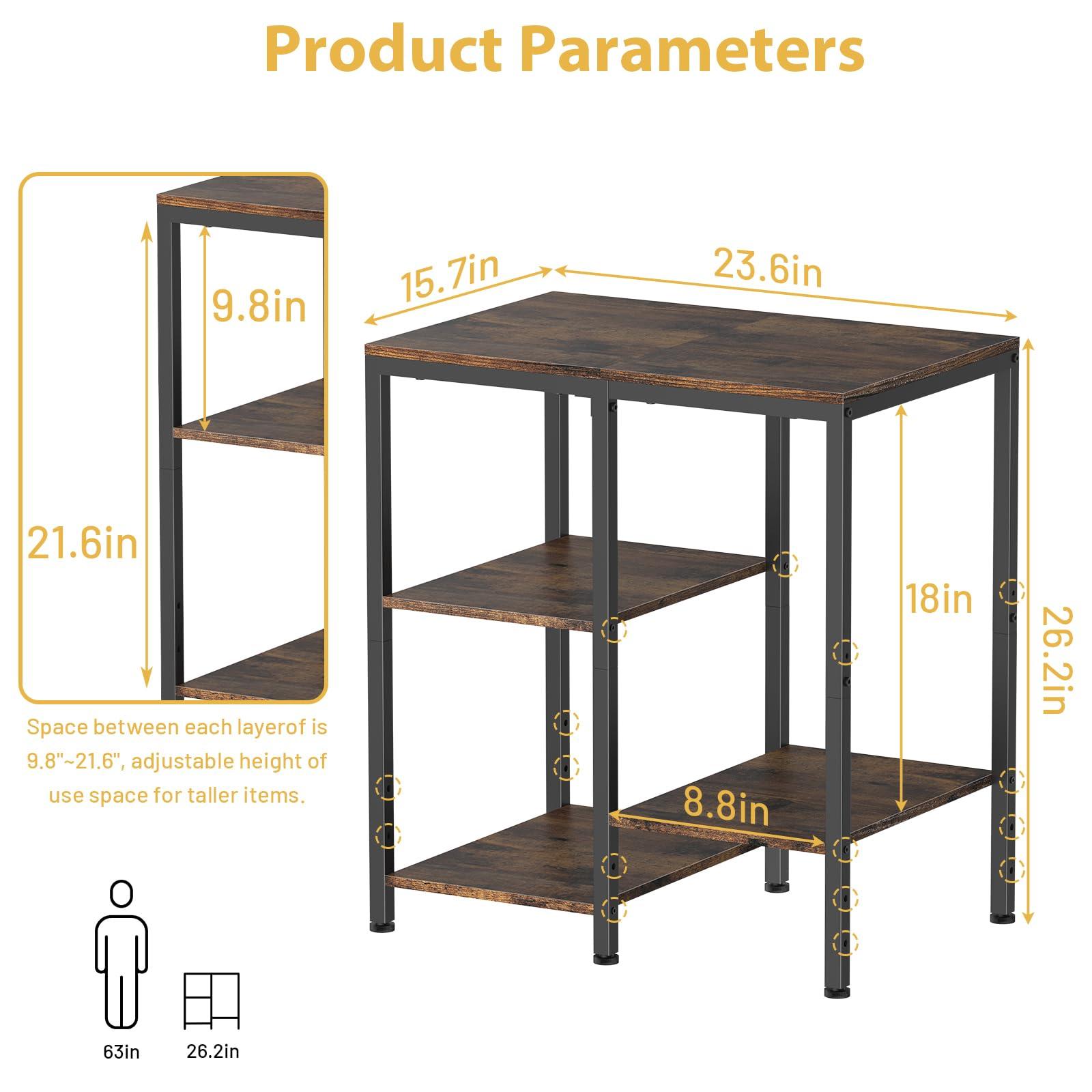 OGEMXU Kitchen Microwave Stand,4-Tier Adjustable Bakers Rack,Multi-Purpose Kitchen Storage Cart for Coffee Station,Space-Saving Metal Appliance Shelf for Living Room,Rustic Brown - Image 3