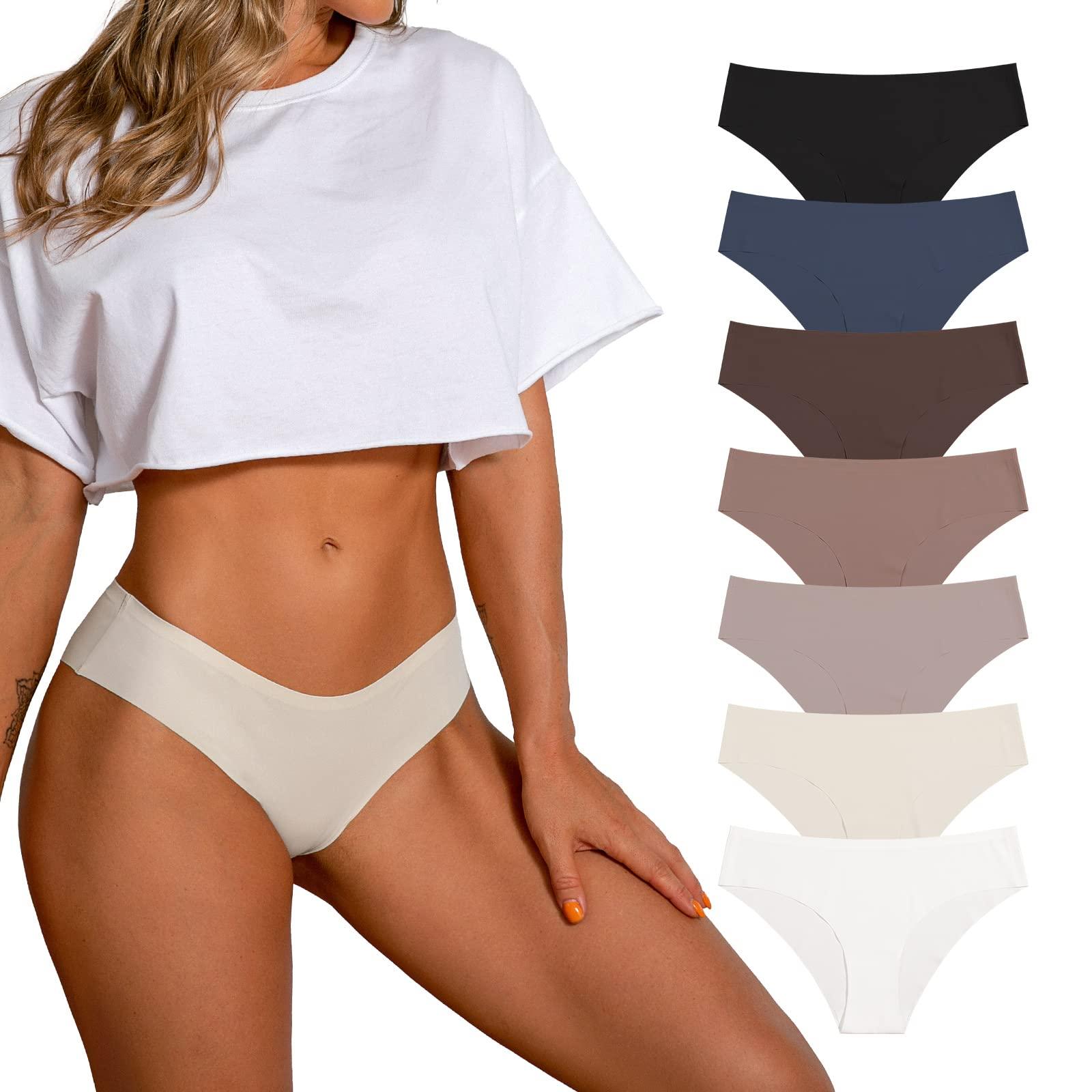 SHARICCA Women Seamless Cheeky Bikini No Show Panties Ladies Invisible Breathable Briefs Soft Stretch Underwear Multi Pack