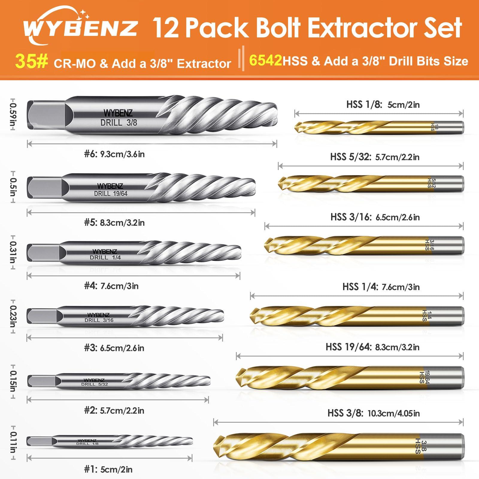 12 Pcs Screw Extractor and Left Hand Drill Bits Set, Easy Out Bolt Extractor Set Spiral Flute Stripped Screw Remover Reverse Cobalt HSS Steel Drill Bit for Remove Broken Tight Screws Bolts Studs - Image 2