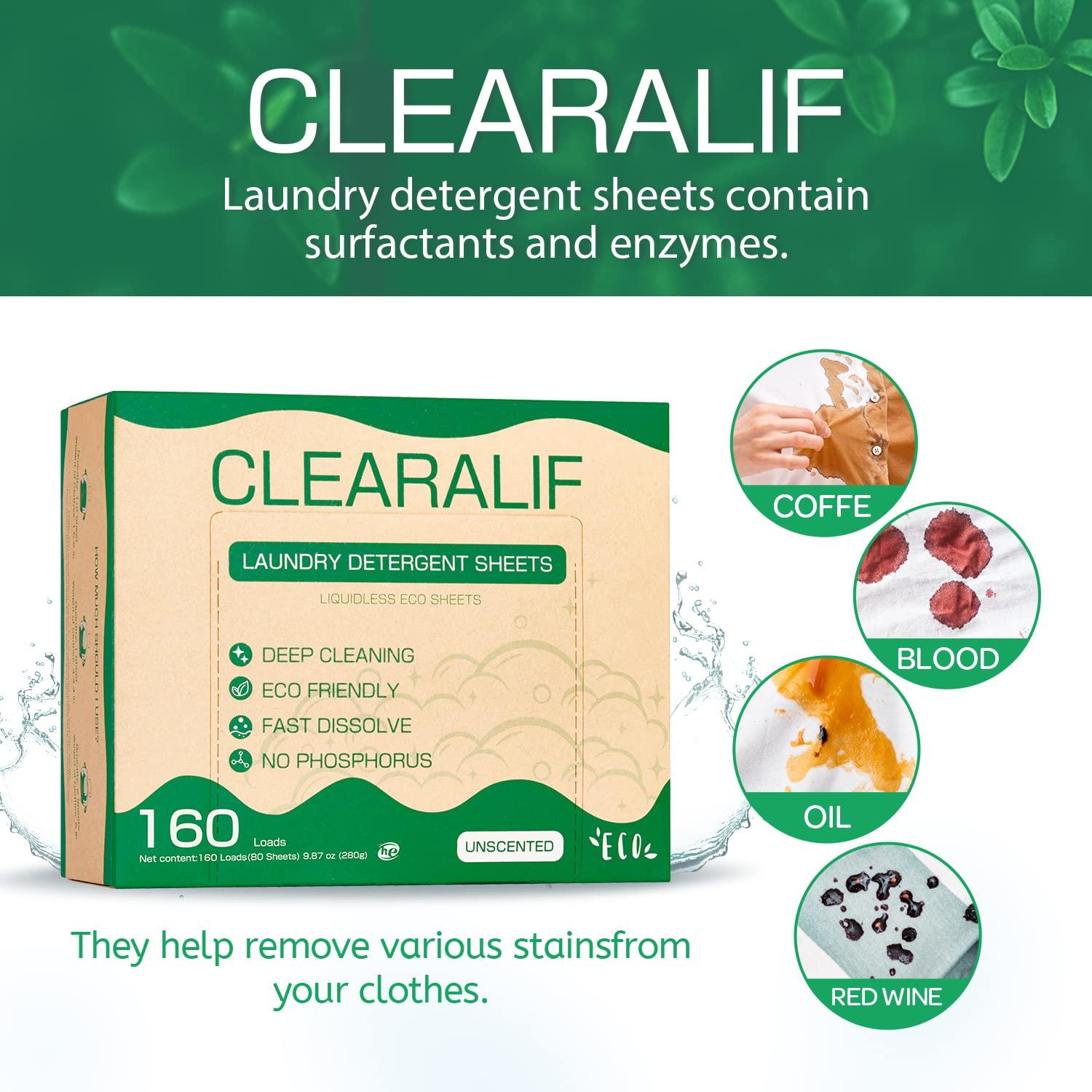 CLEARALIF Laundry Detergent Sheets up to 160 Loads (80sheets), Unscented, Laundry Detergent Strips Eco Friendly & Hypoallergenic - Image 2