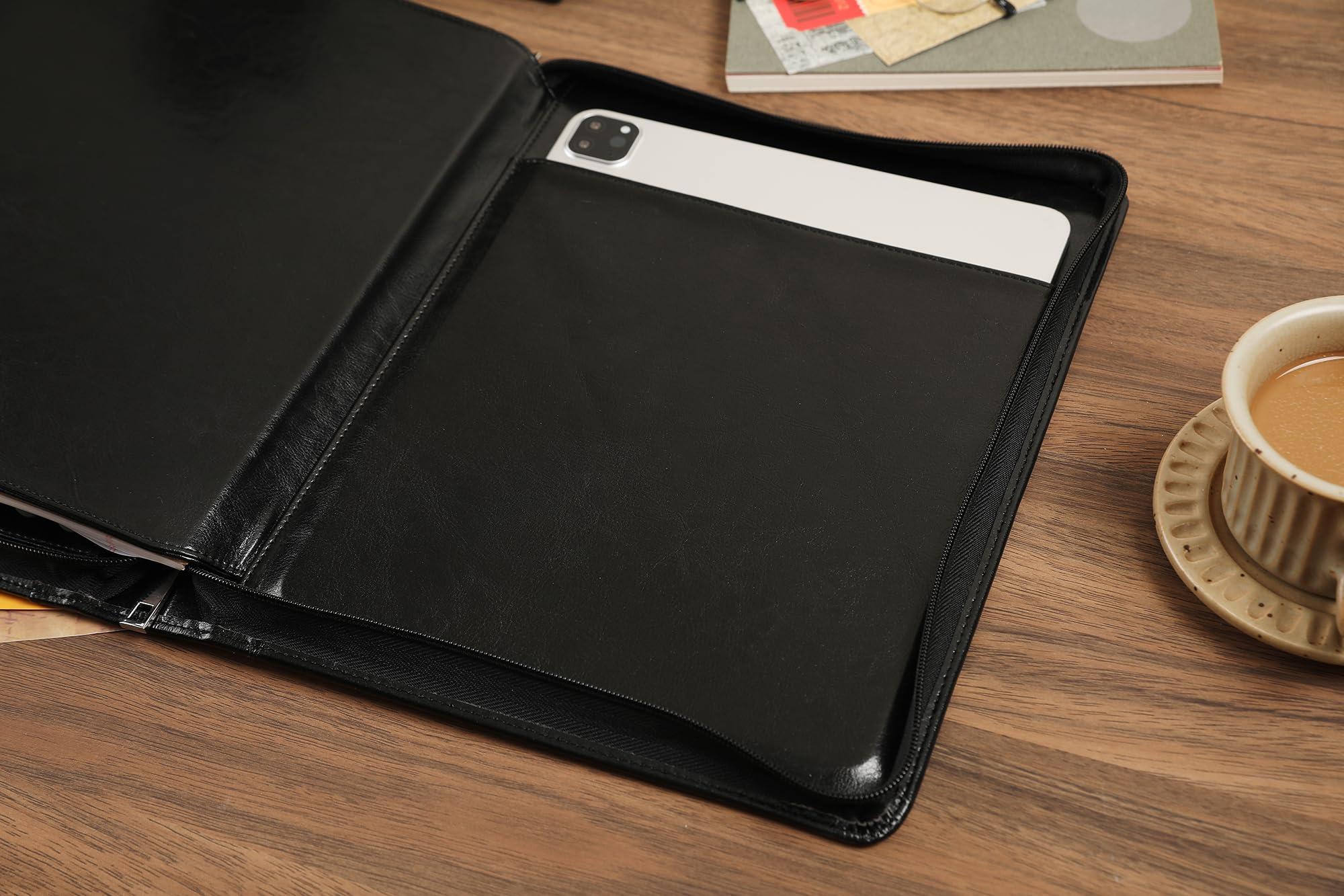 Personalized Vegan Leather Portfolio, Engraved Portfolio Binder Business Padfolio with Tablet Holder for A4 Letter Size Notepad & 13 Inch Laptop/Tablet - Image 8