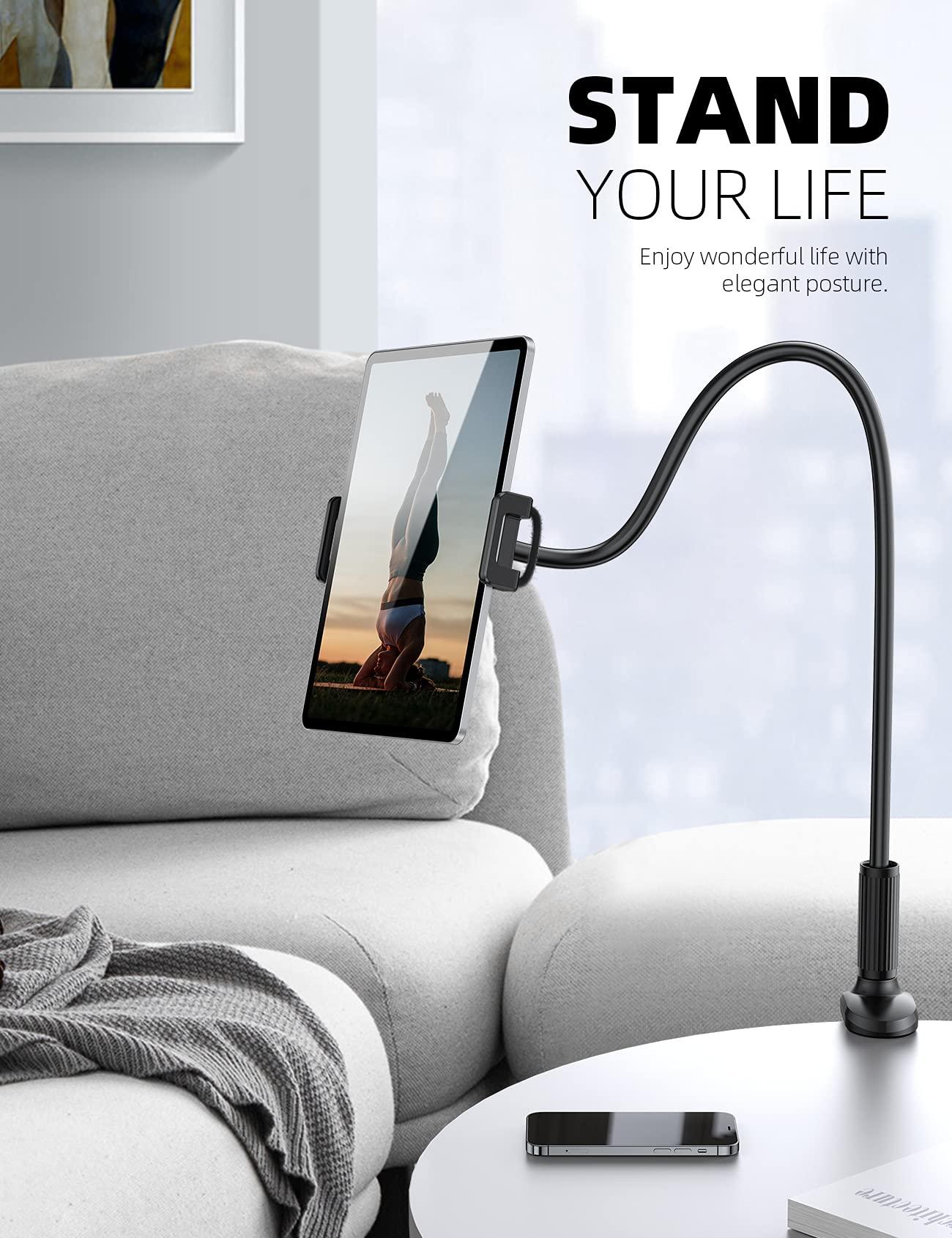 Lamicall Gooseneck Tablet Mount Holder for Bed - Flexible Tablet Arm Clamp for Bed Compatible with Pad Mini 7.9, Air 9.7, Pro 10.5, Kindle, Switch, Galaxy Tabs, More 4.7-11" Device - Black - Image 4