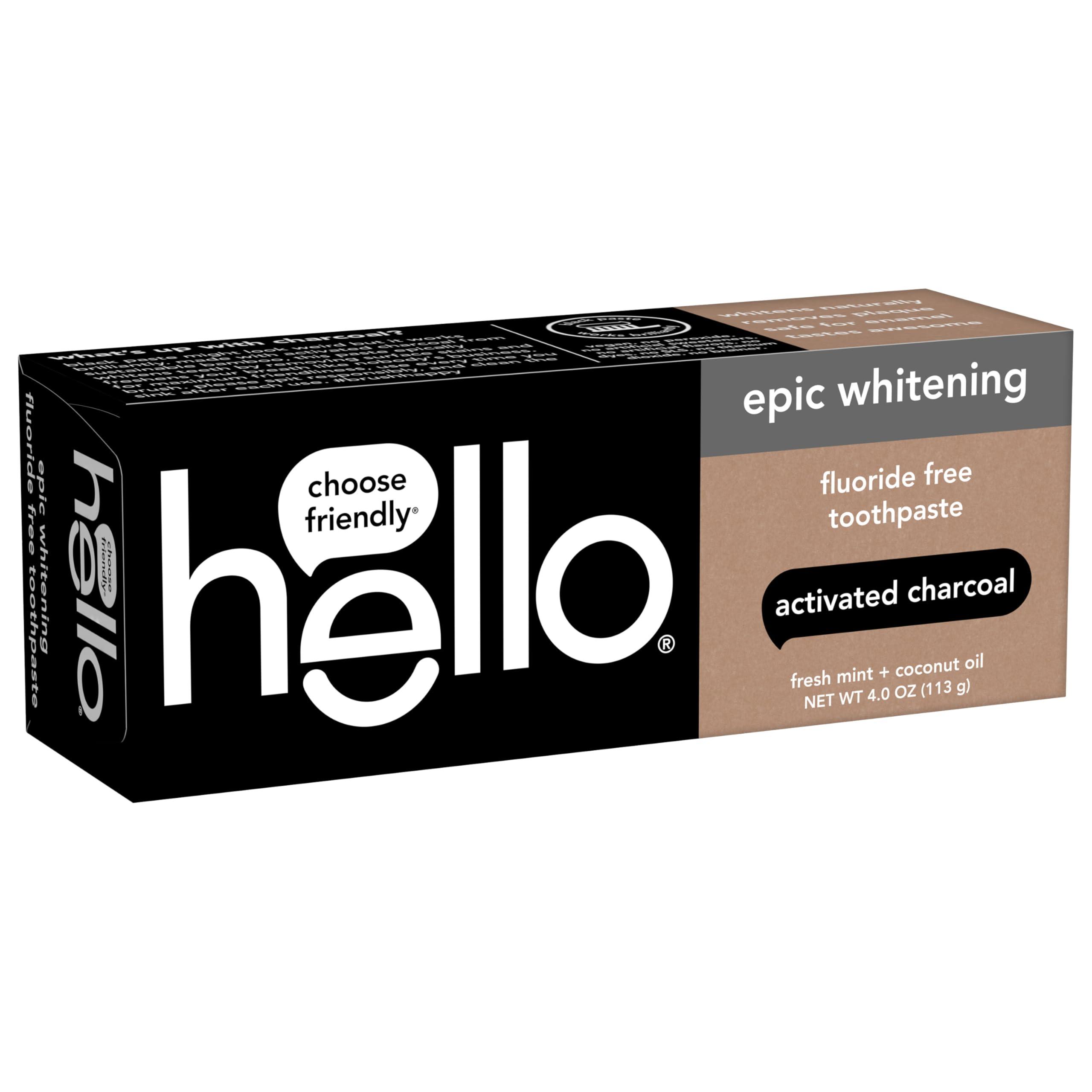hello Epic Whitening Charcoal Fluoride Free Toothpaste, Activated Charcoal Toothpaste with Coconut Oil, Whitens Teeth Naturally, SLS Free, Fresh Mint, 4.0 Oz Tube - Image 7