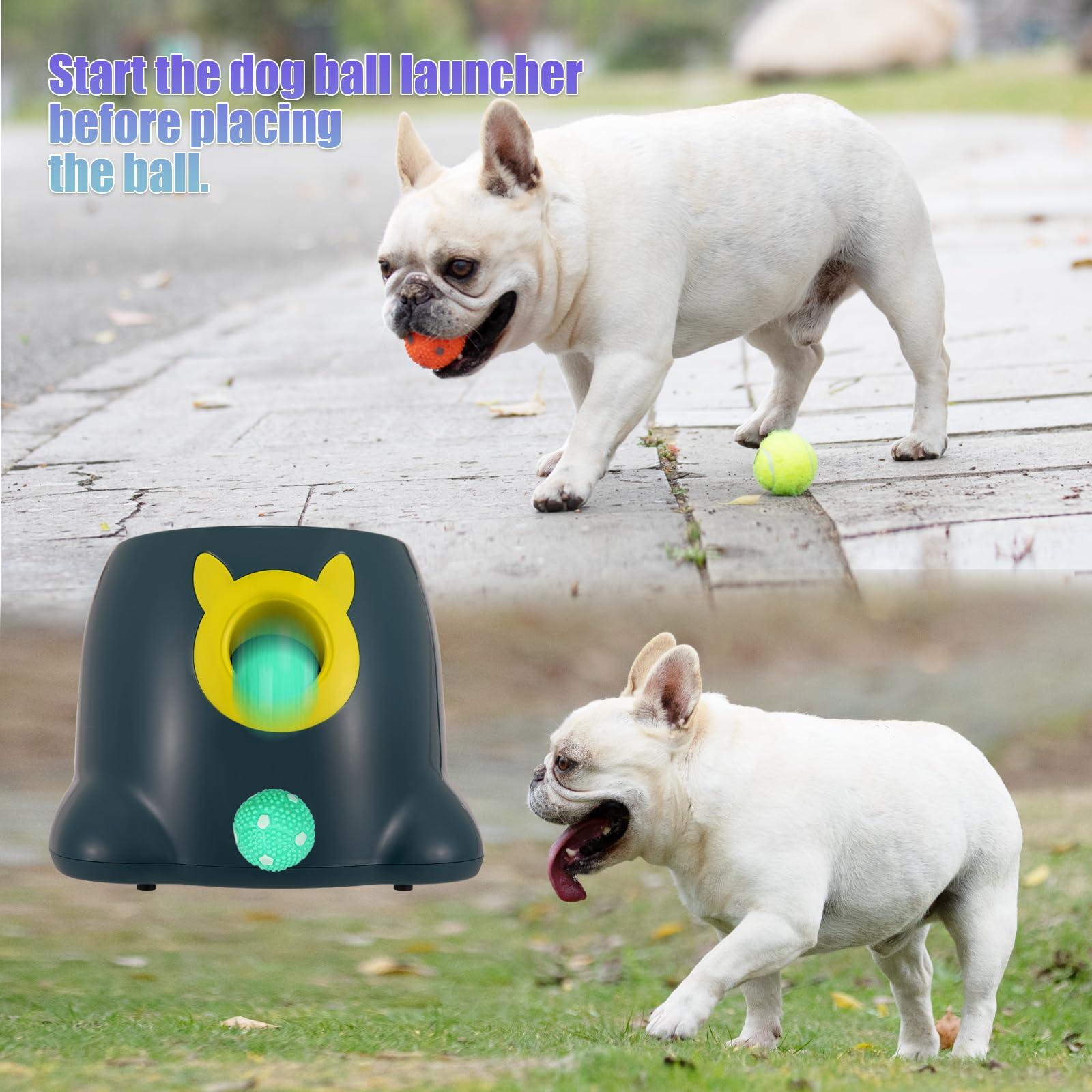 WIGGLYTAIL Automatic Ball Launcher for Dogs, Dog Fetch Ball Thrower Launcher, 3 Adjustable Distances, Interactive Pet Self Playing for Small Dogs and Puppies with 10 Balls (2 inches) - Image 2