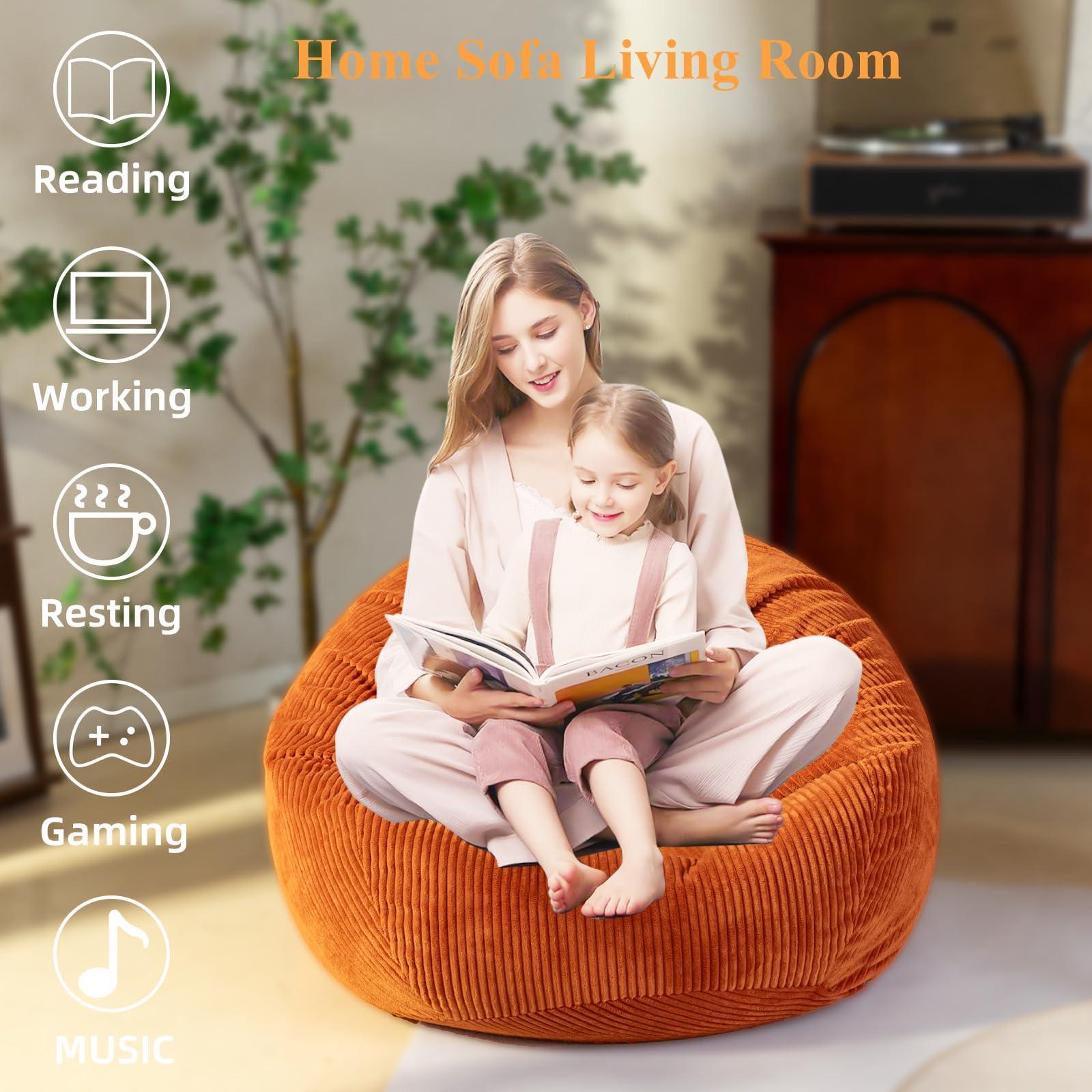 Stuffed Animal Storage Bean Bag Cover (No Filler), Corduroy Kids & Toddler Bean Bag Chair for Teens & Adults, Toy Storage Organizer, Comfy Sofa for Playroom (Dove Gray, Kids (Cover Only) - Image 7