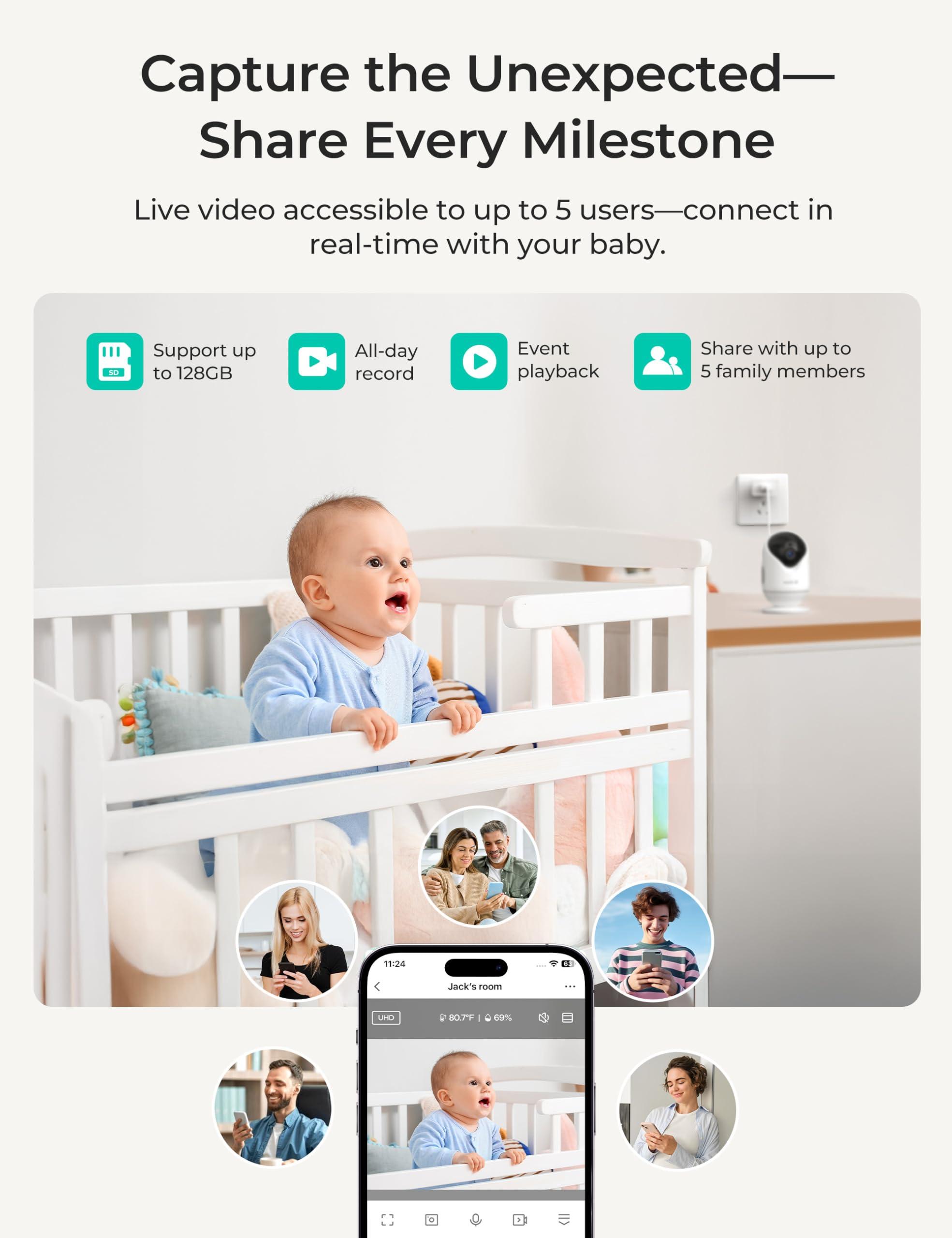 Dr.Care VistaView Lite Smart WiFi Baby Monitor with 2 Cameras- 4” 720P Split Screen & 1080P Camera App Control, Motion Alerts, Night Vision, 3000mAh Battery, 2-Way Talk, Triple Security, 1000ft Range - Image 6