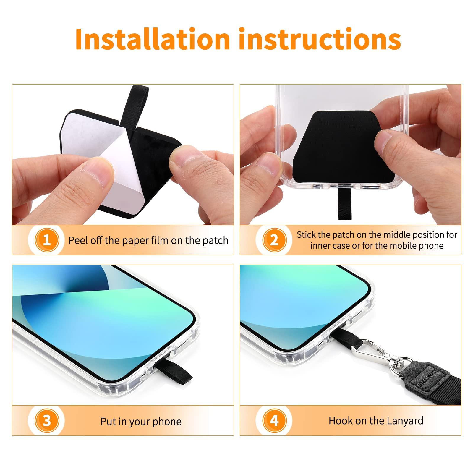CACOE Phone Lanyard 2 Pack-2× Adjustable Neck Strap,2× Phone Patches,Universal Cell Phone Multifuctional Patch Lanyards Compatible with Most Smartphones(Black+Gray) - Image 5
