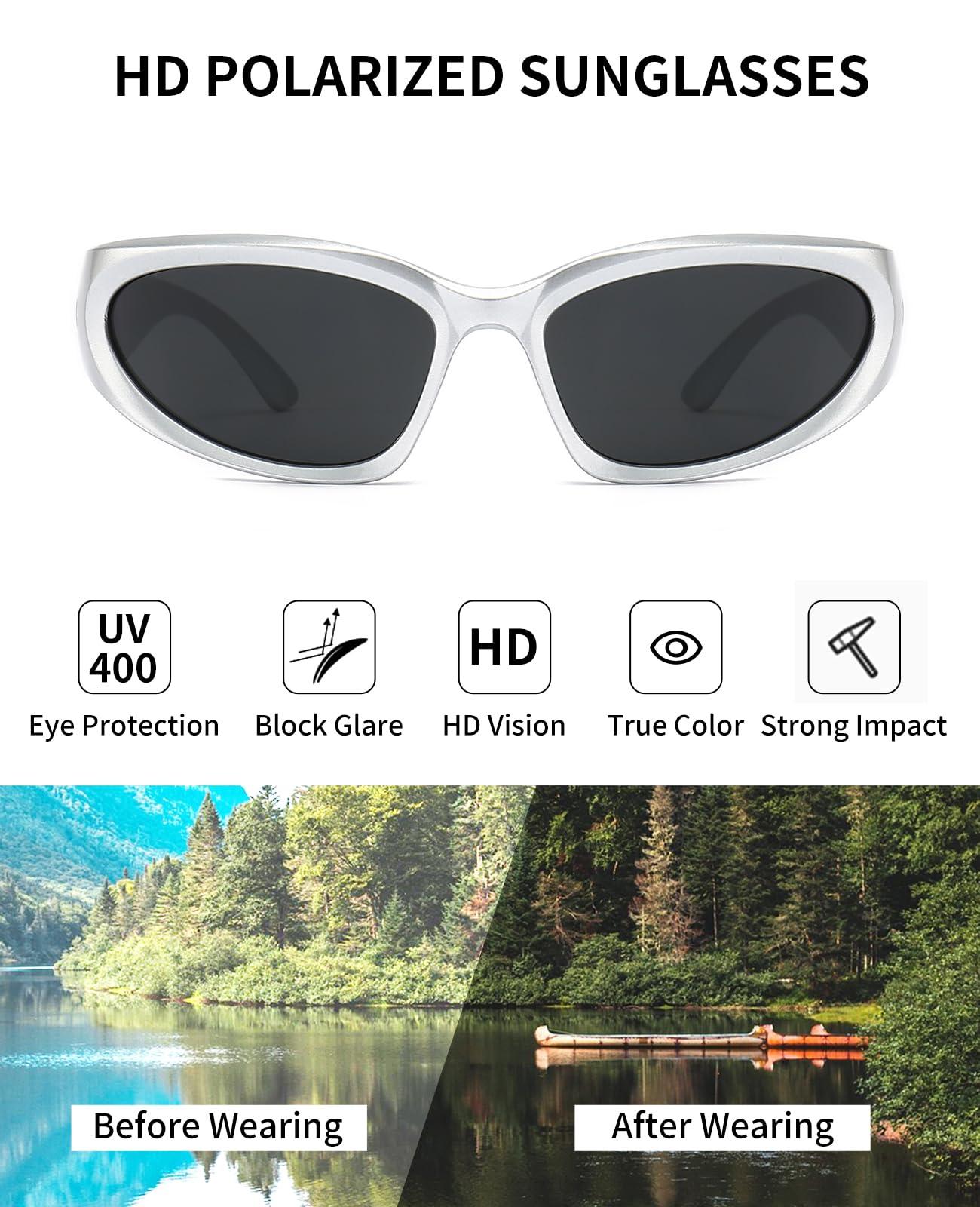 SOAR&EAGLE Y2K 3Pack Polarized sunglasses Wrap Around Men's Women's sunglasses Fashion Sport Shades Sun Glasses - Image 2
