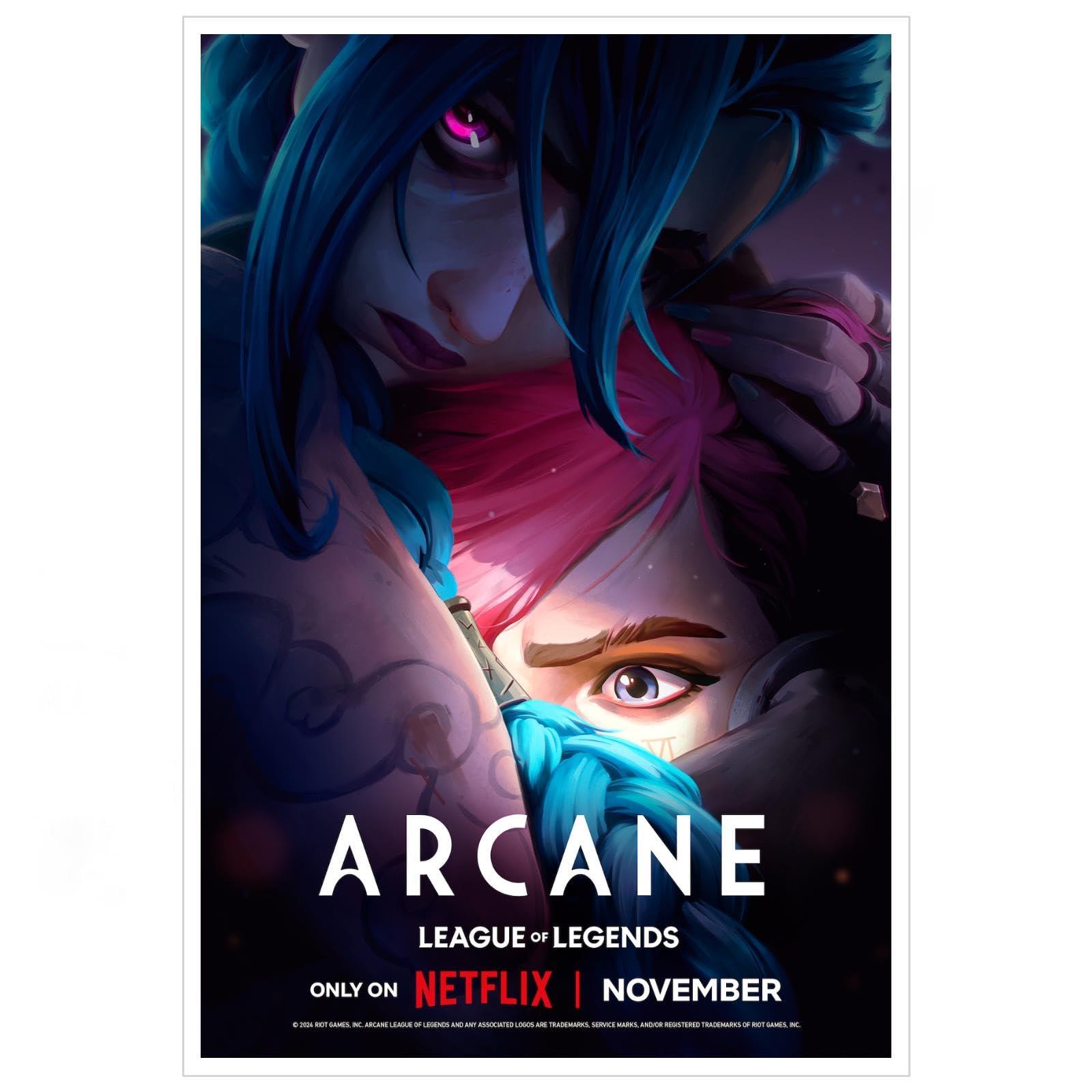DEKBOND Arcane Season 2 Canvas Prints Jinx&Vi Game Poster Cinema Dormitory Bedroom Aesthetic Poster Poster Wall Art For Home Office Bedroom Decorations Unframed 18"x12" - Image 2