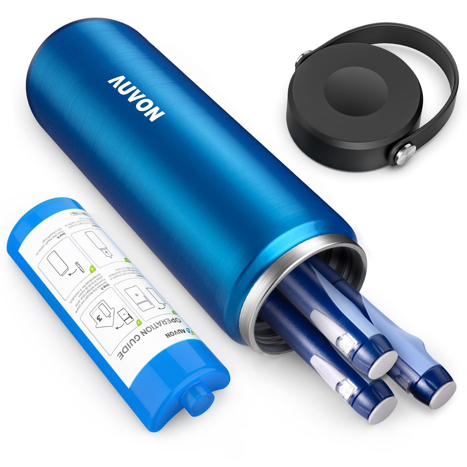 AUVON Portable Insulin Pen Cooler Travel Case for 2-3 Insulin Pens, TSA Approved Medication Cooler for Travel with Portable Handle Design for Easy to Carry, Diabetic Insulin Cooler with Gel Ice Pack