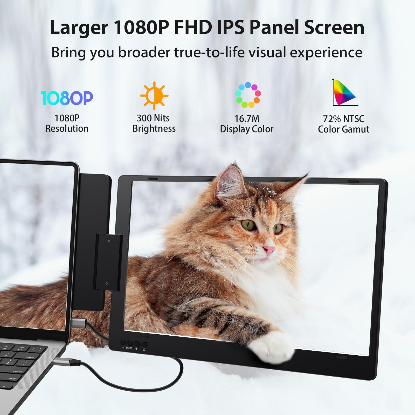 KYY Portable Monitor for Laptop, 14'' FHD 1080P USB-C Triple Laptop Screen Extender, Travel Monitor for Computer, Dual Screen for 12"-16" Laptop, X90A (Mac, Wins, Android) - Image 4