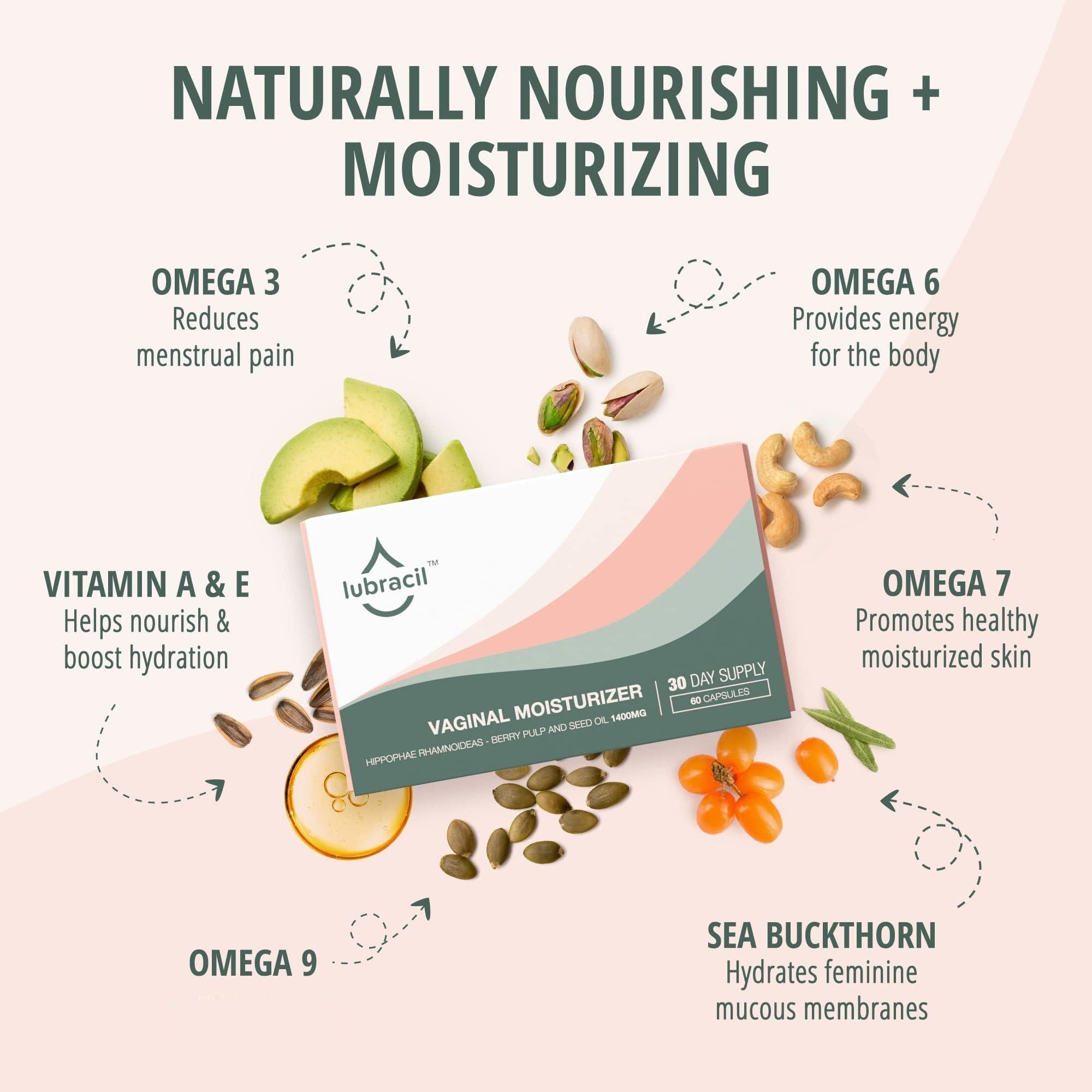 Lubracil Daily Vaginal and Intimate Moisturizer for Feminine Products- Helping with Vaginal Atrophy, Dryness and Itchiness with Sea Buckthorn Oil, Omegas 6, 7, & 9, Vitamins A & E - 60 Wet Pills - Image 3