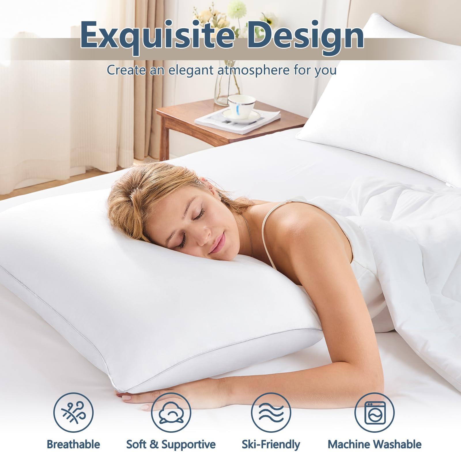CozyLux Pillows Queen Size Set of 2, Hotel Quality Bed Pillows for Sleeping 2 Pack, Cooling Pillows for Side Back and Stomach Sleepers, Down Alternative Luxury Soft Supportive Fluffy Pillows (18x28) - Image 2