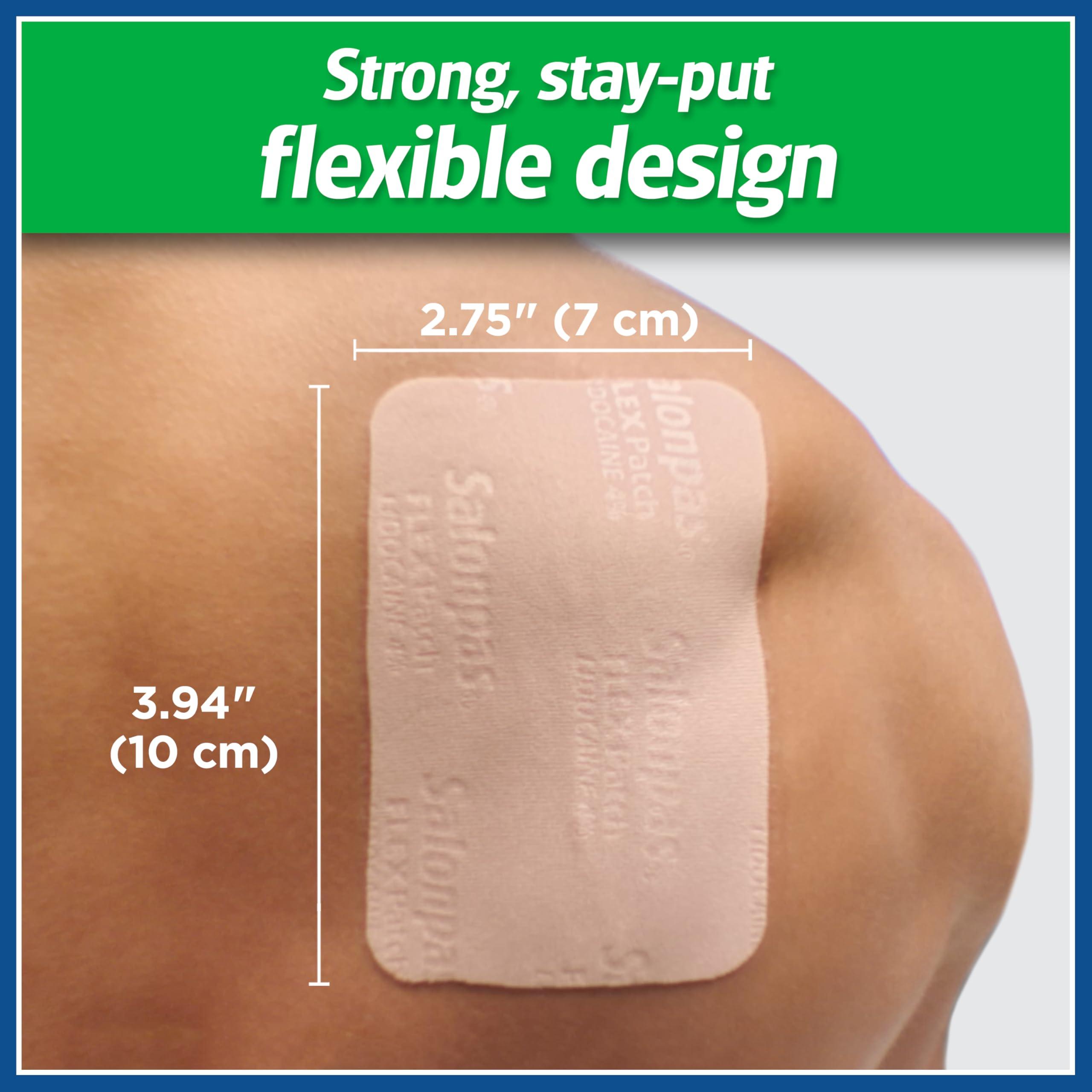 Salonpas Maximum OTC Strength Lidocaine 4% Pain Relieving Flex Patch, Apply for Up to 8 Hours, Unscented, Thin, Flexible, Lightweight, Patch Stays in Place, 7 Patches - Image 6