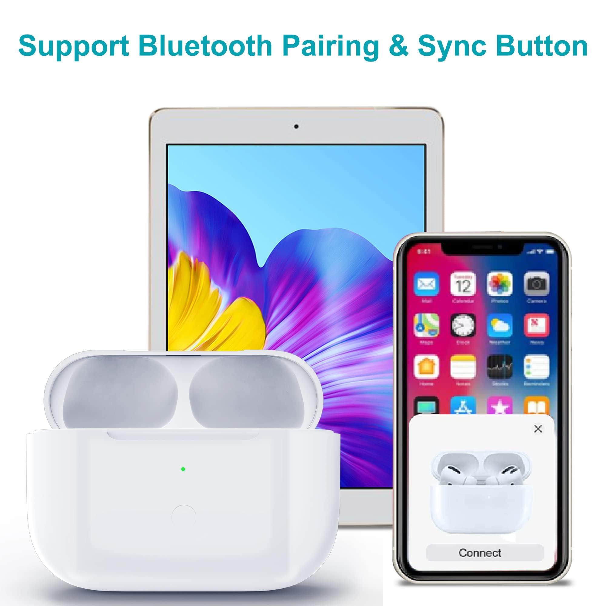 Wireless Charging Case Compatible with AirPods Pro 1st & 2nd Generation, for Airpods Pro Charger Replacement Cases, Support Bluetooth Pairing&Sync Button,661 Mah Built-in Battery,White - Image 5