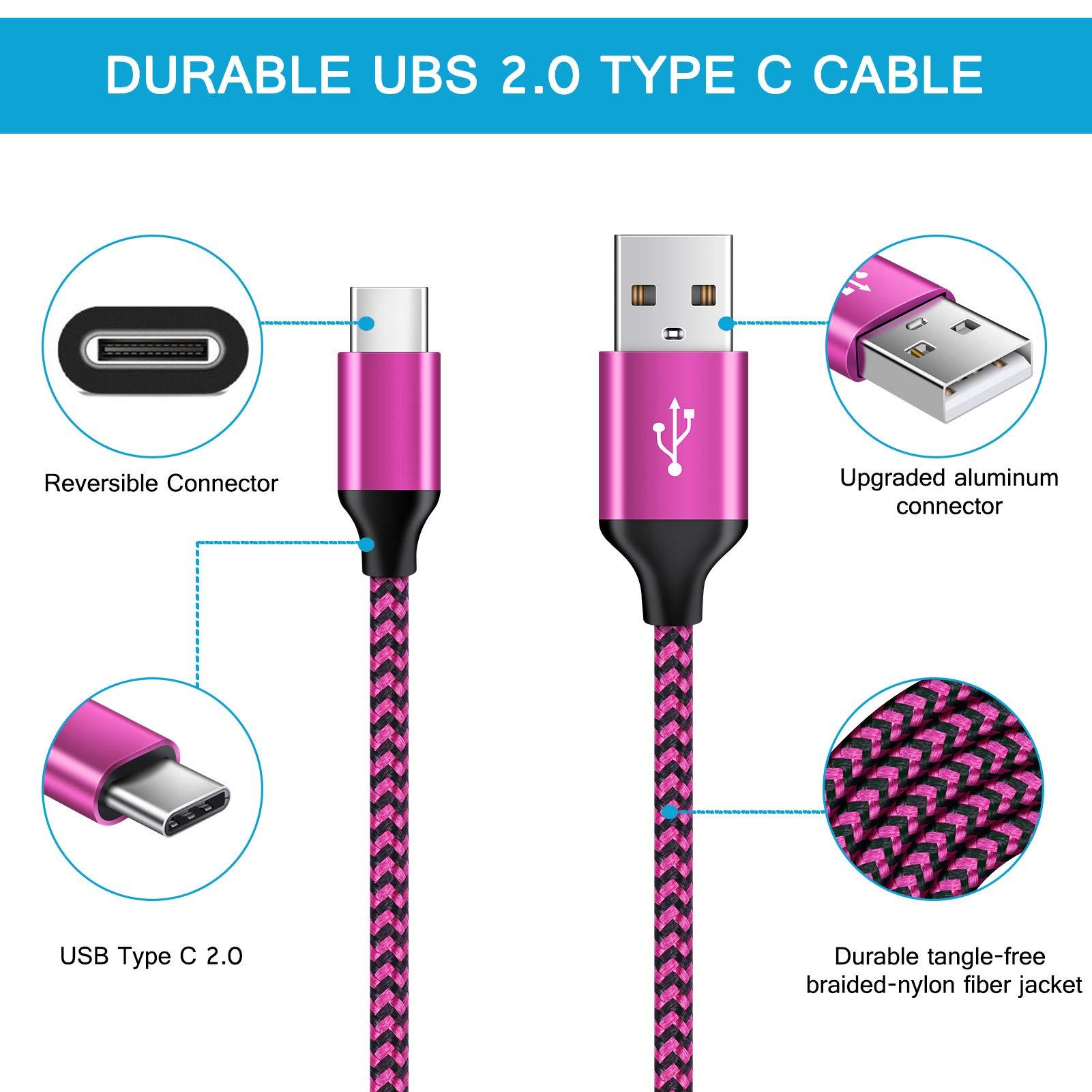 USB Type C Cable Fast Charging C Charger Cord 3 Pack Android Phone Wire for Moto G Stylus/Play/Power 2025 2024,Razr,Samsung Galaxy S24/S23/S25/S25 Plus/S25 Ultra/S22/S21/S20,Google Pixel 9a/8a/8/7/6 - Image 3