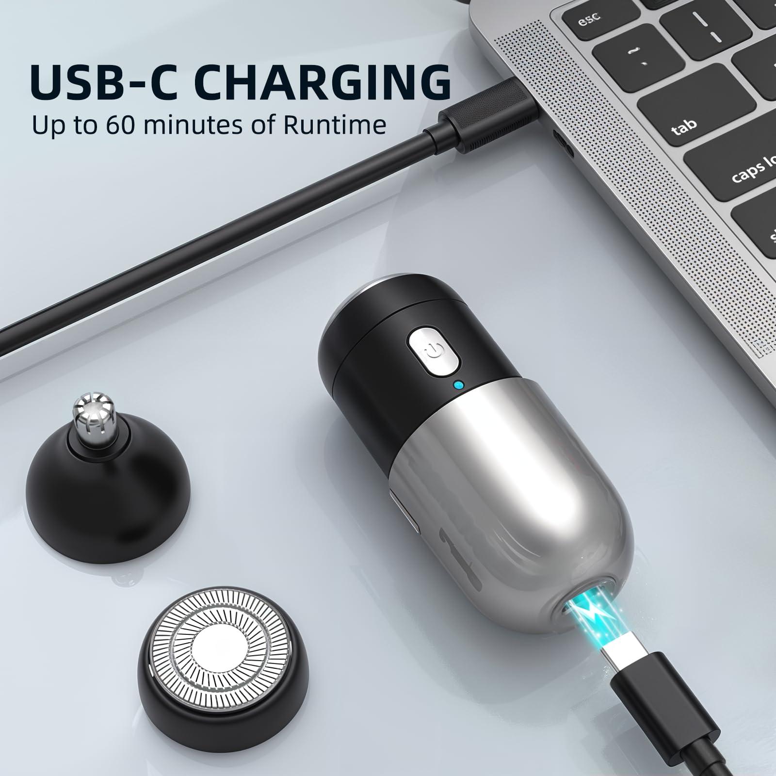 Facial - Nose Hair Remover Women and Men, 2 in 1 Professional USB Rechargeable Electric Face Shaver and Nose Trimmer, Facial Hair Trimmer Body Grooming with Waterproof Dual Edge Blades (Silver) - Image 5