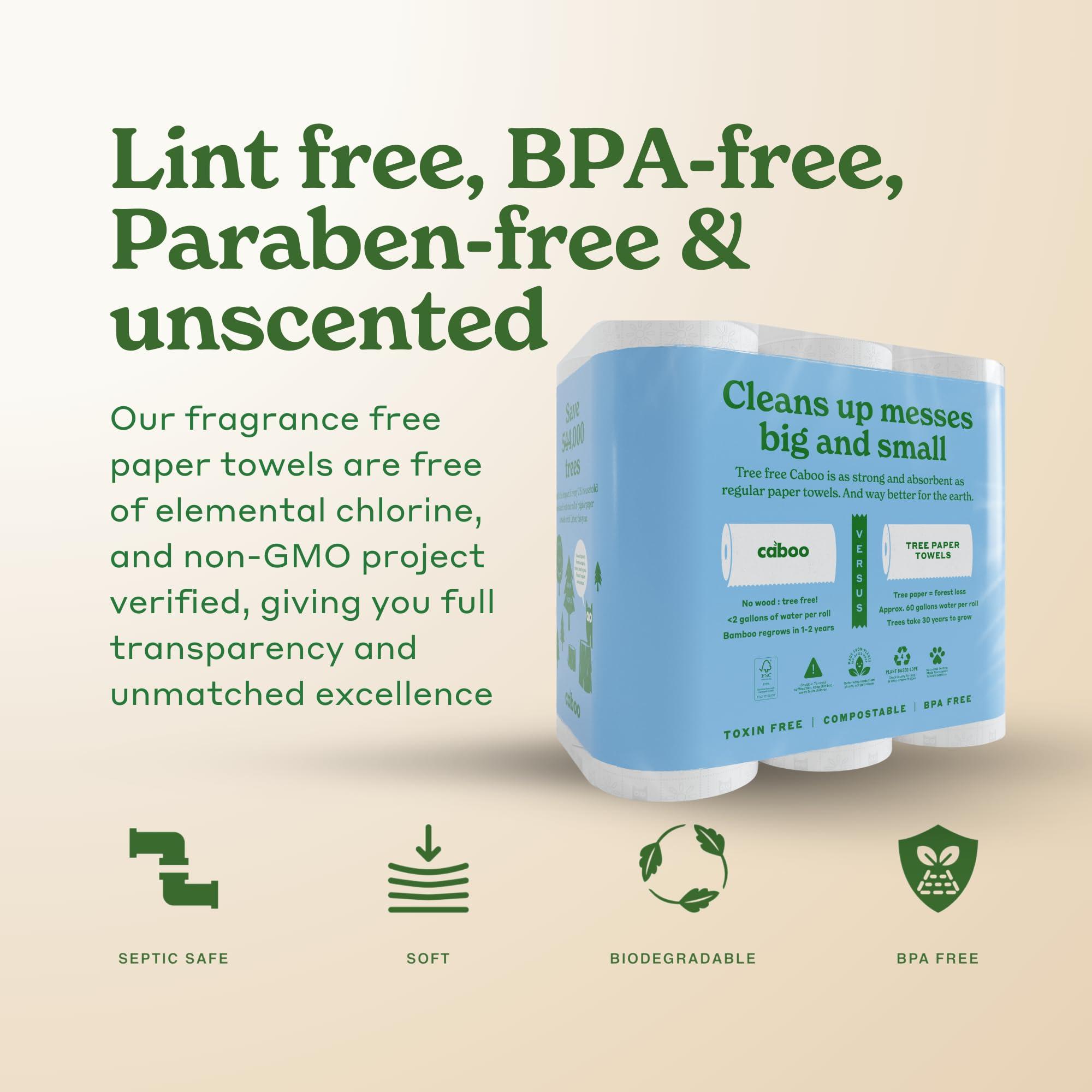 Caboo Tree Free Paper Towels, 6 Rolls, Eco Friendly, Earth Friendly, Sustainable Kitchen Paper Towels with Strong 2 Ply Sheets - Image 4