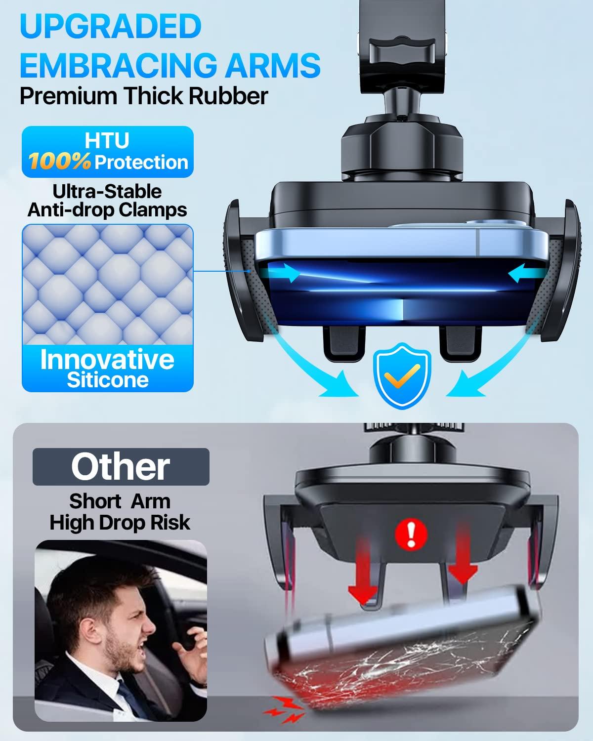 2025 Ultimate Car Phone Mount【80+LBS Strongest Suction & Military-Grade】【Patent & Safety Certs】 Cell Phone Holder Truck Stand for Dashboard Windshield Vent for iPhone 16 Pro Max 15 14 (Black) - Image 6