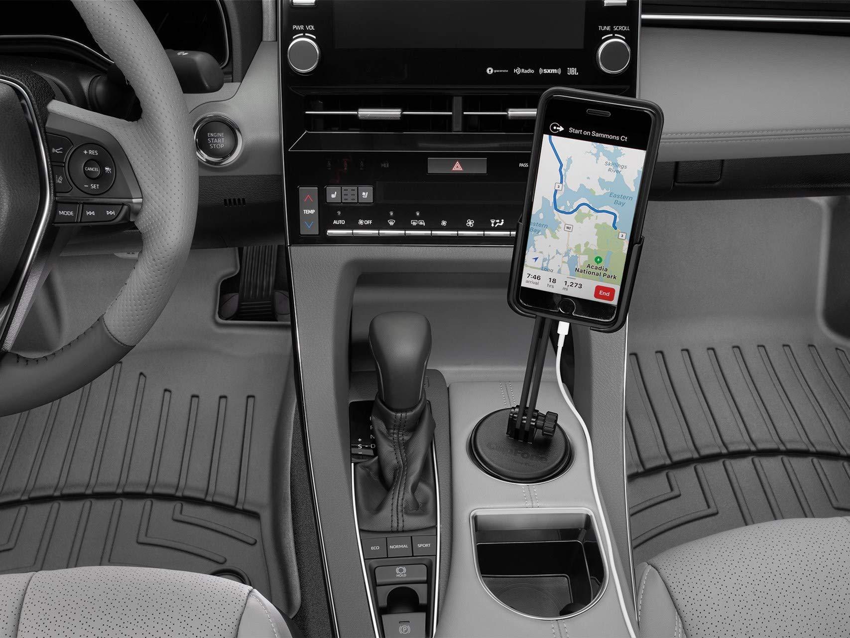 WeatherTech CupFone with Extension – Adjustable, Universal Cup Holder Cell Phone Mount Car & Truck Accessory – Best Design for iPhone & Smartphone Charging – Black Plastic Knobs - Image 7