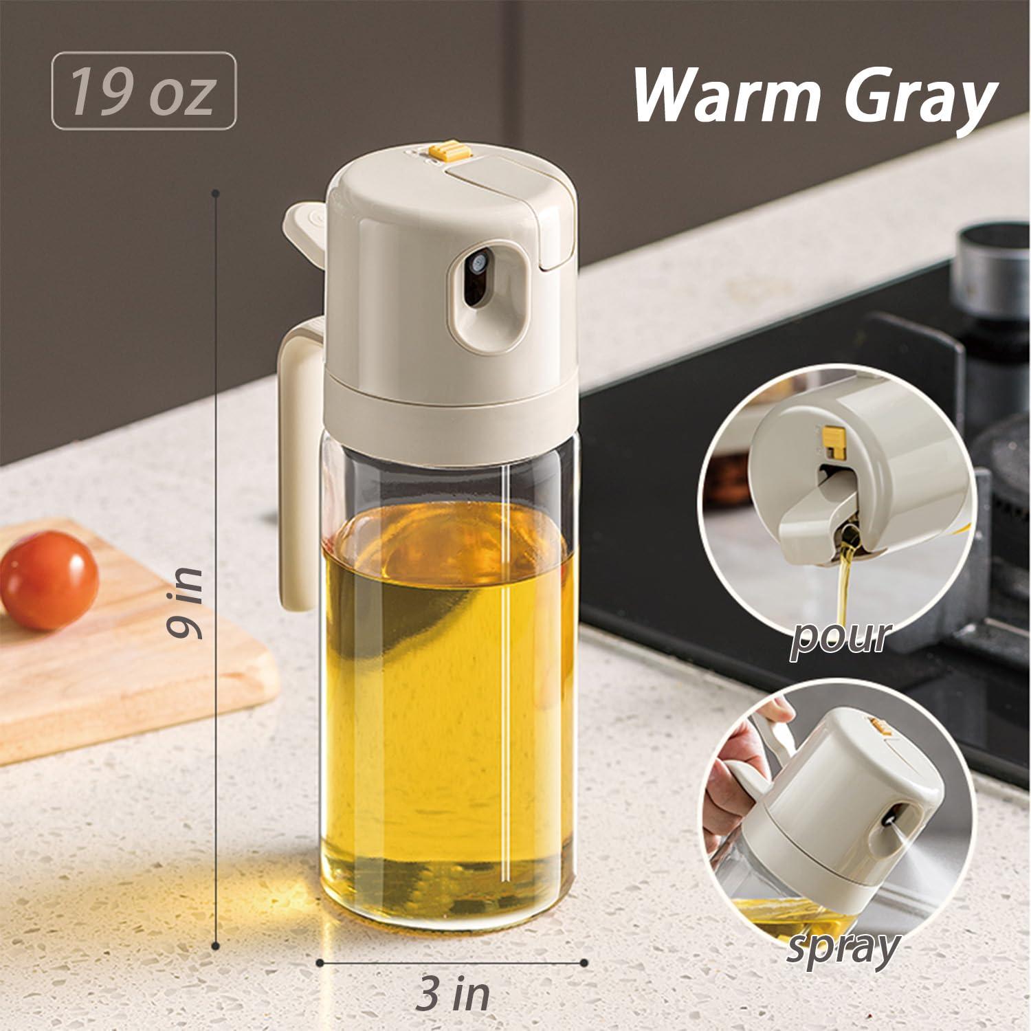 JANSSE 2 in 1 Glass Oil Sprayer and Dispenser for Kitchen, 550ml Olive Oil Bottle, Leakproof Food-Grade Oil Mister & Pourer for Air Fryer, BBQ, Salad, Baking - Image 2
