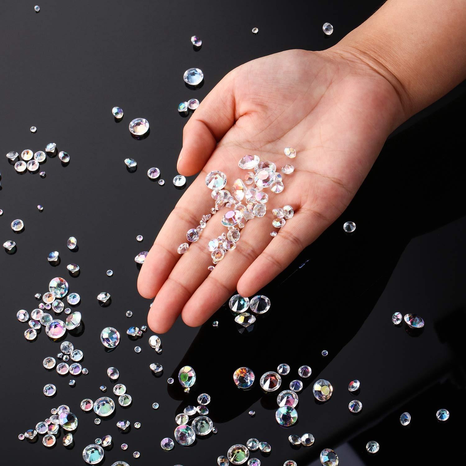 Hicarer 4000 Pieces Diamonds Crystals Acrylic Gems Wedding Table Scattering Gemstones Christmas Party Decorations Bridal Shower Masquerade Vase Fillers(Crystal AB,3 mm, 6 mm and 10 mm) - Image 4