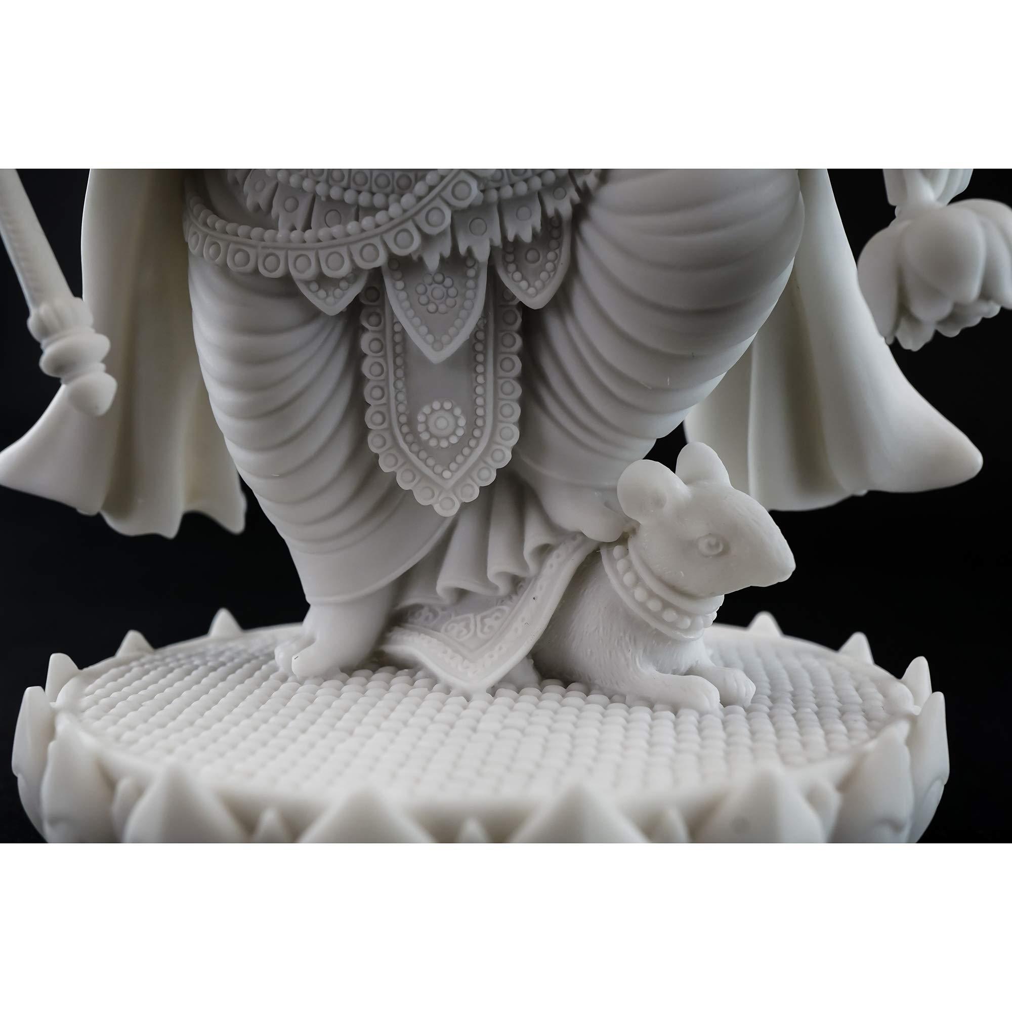 Top Collection 7.5" H 4.75" Standing Ganesh Statue in White Marble Finish - Hindu Lord of Success Sculpture - Image 7