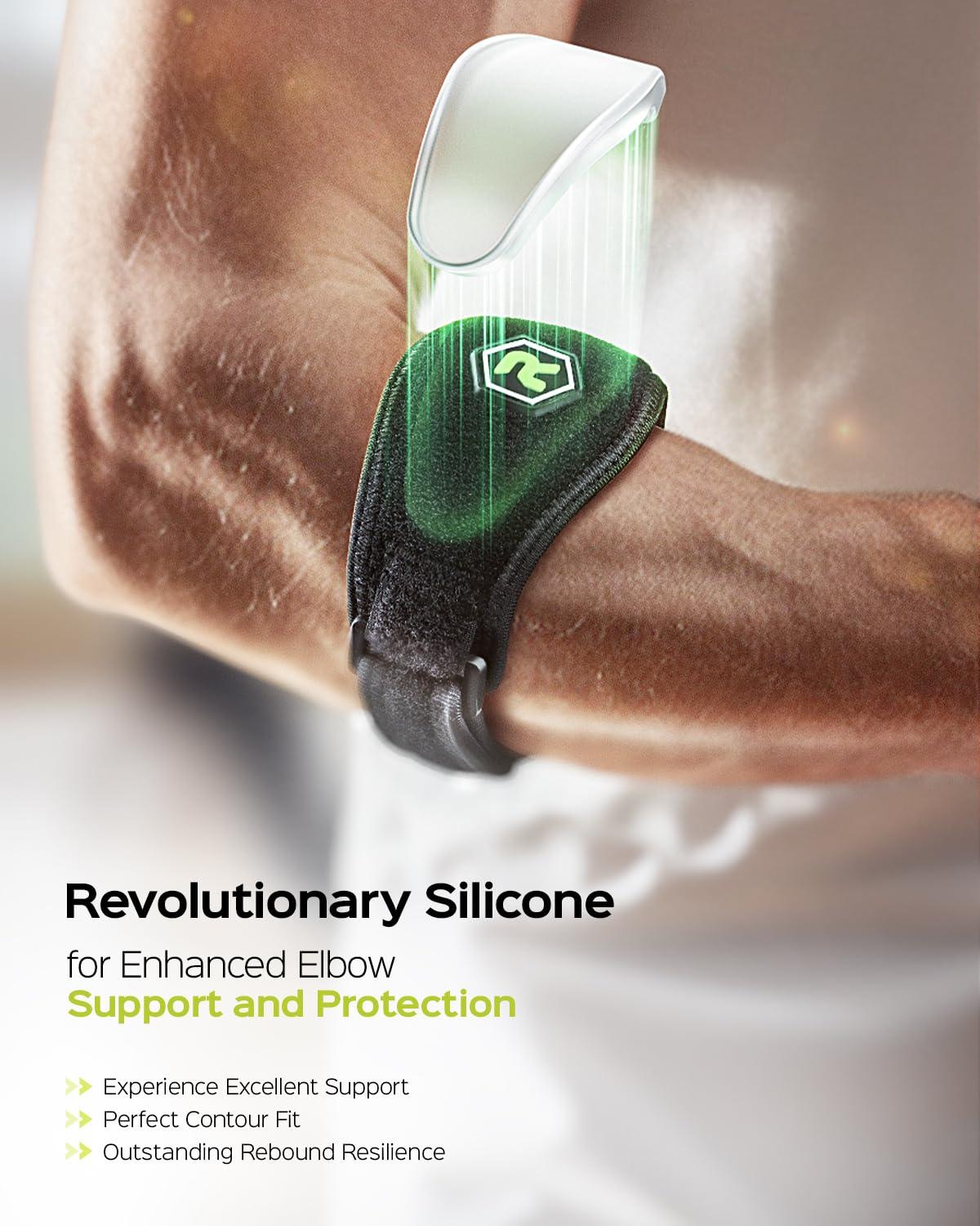 Rakiie Tennis Elbow Brace Pro 2 Pack, Pain Relief for Tennis Elbow & Golfer's Elbow, Tendonitis Elbow Brace Support & Strap for Men & Women - Image 2