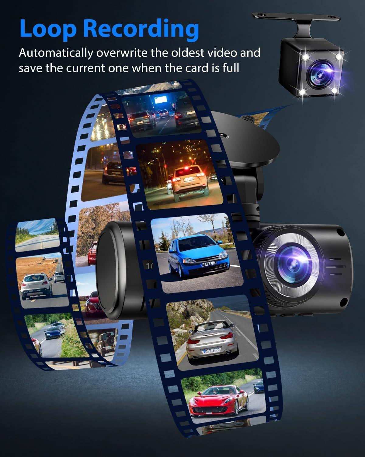Dash Cam Front and Rear, 1080P Dash Camera for Cars, 3 Channel Car Camera Front Rear and Inside with 32GB Card, Loop Recording, Night Vision, HDR, G-Sensor, 24Hr Parking - Image 5