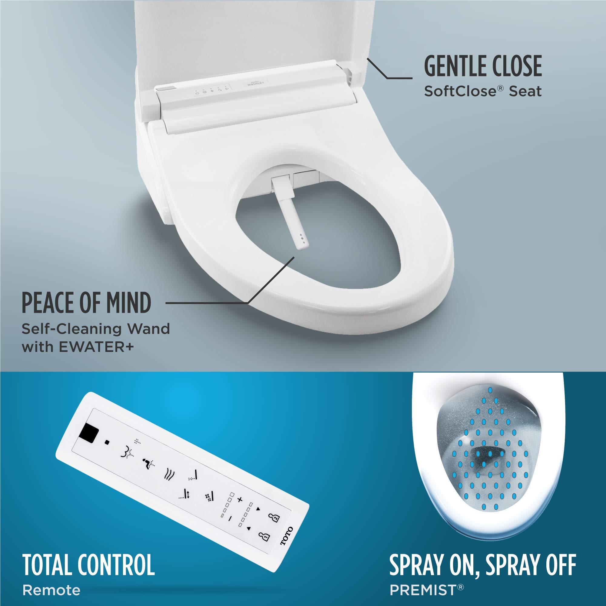 TOTO SW3084#01 WASHLET C5 Electronic Bidet Toilet Seat with PREMIST and EWATER+ Wand Cleaning, Elongated, Cotton White - Image 5