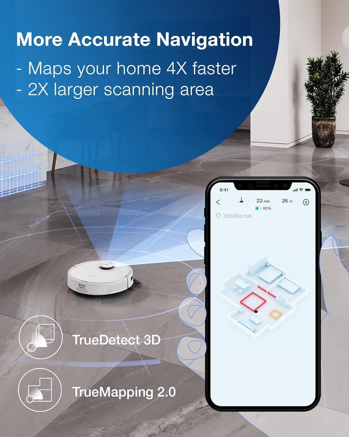 ECOVACS DEEBOT TEO+ Robot Vacuum and Mop Combo with Auto-Empty Station, Precision Laser Mapping, 3D Maps, Oscillating Mopping, 3000Pa Suction, Hands-Free Cleaning for Up to 60 Days - Image 4