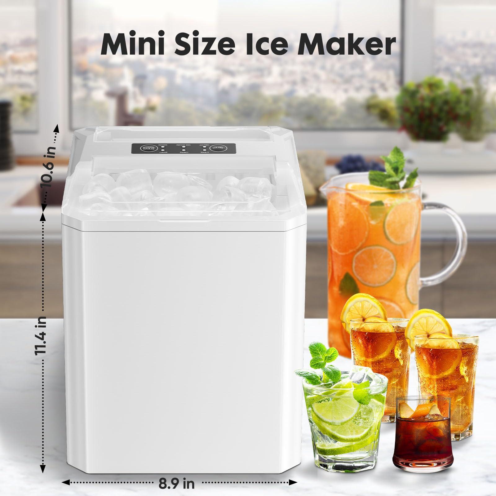 Sweetcrispy Countertop Ice Maker, Portable Ice Machine Self-Cleaning, 9 Cubes in 6 Mins, 26 lbs/24Hrs, 2 Sizes of Bullet Ice for Home Party Office - Image 3