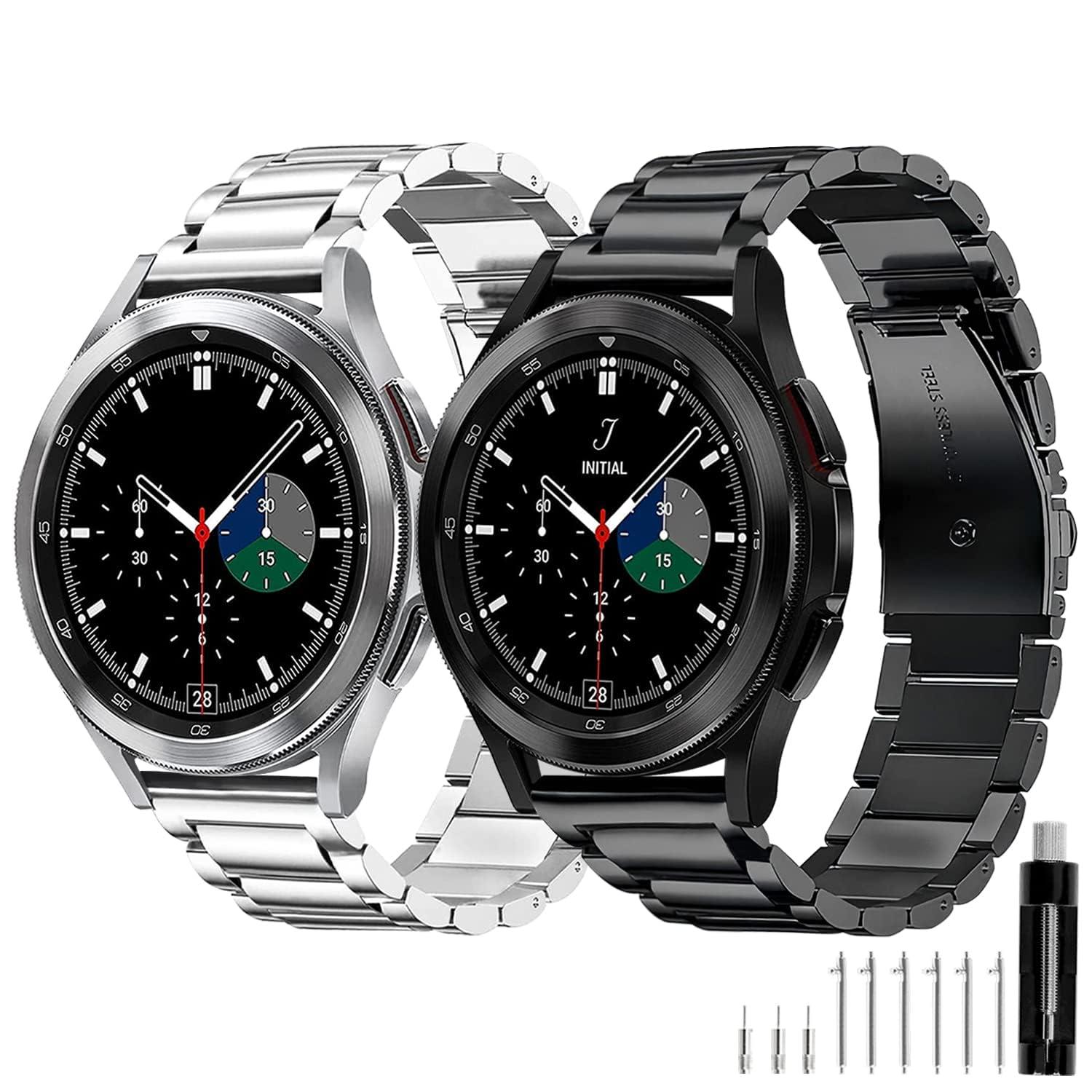 Compatible with Samsung Galaxy Watch 7 6 5 4 FE Band Pro Classic Active 2 40mm 44mm 43mm 47mm 45mm 42mm 46mm 20mm Galaxy Watch 3 Band 41mm Men Women Metal Elegant Casual Business Stainless Steel