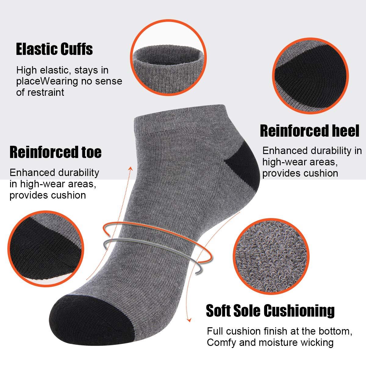 COOVAN 10 Pairs Mens Cushion Ankle Socks Men 10 Pack Low Cut Comfort Breathable Casual Socks - Image 3