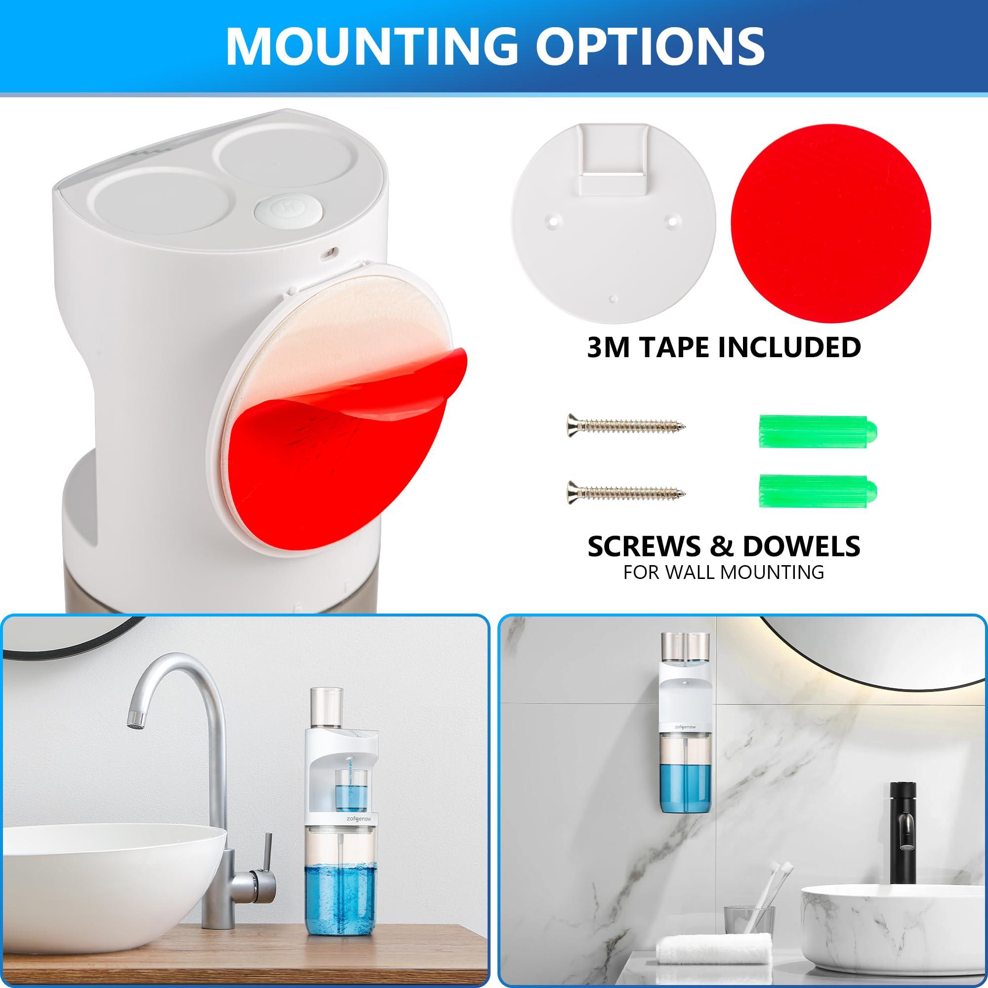 ZOFGENOW Automatic Mouthwash Dispenser for Bathroom,Bathroom Accessories 19.4 Fl Oz Dispensers with Magnetic Cups,Wall Mounted Dispenser,Suitable for All Age Groups,White - Image 6