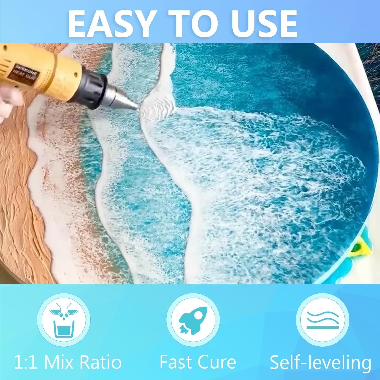 Epoxy Resin Kit Two Part 32 oz Crystal Clear Non-Yellowing Self-Leveling High Gloss UV & Heat Resistant Art/Craft/River Tables Beginner Friendly - Image 6