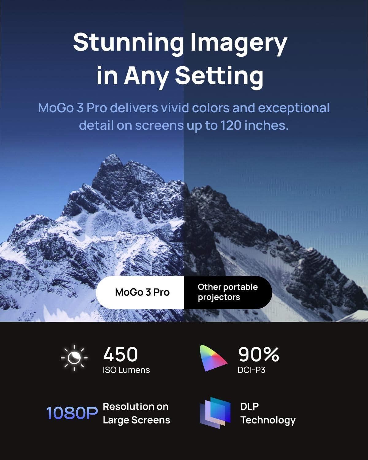 XGIMI MoGo 3 Pro NEW Outdoor Projector with PowerBase Stand, 2.5hrs Battery, Google TV with Licensed Netflix, Build-in Adjustable Stand, 450 ISO Lumens, ISA 2.0, 2 x 5W Harman Kardon - Image 6