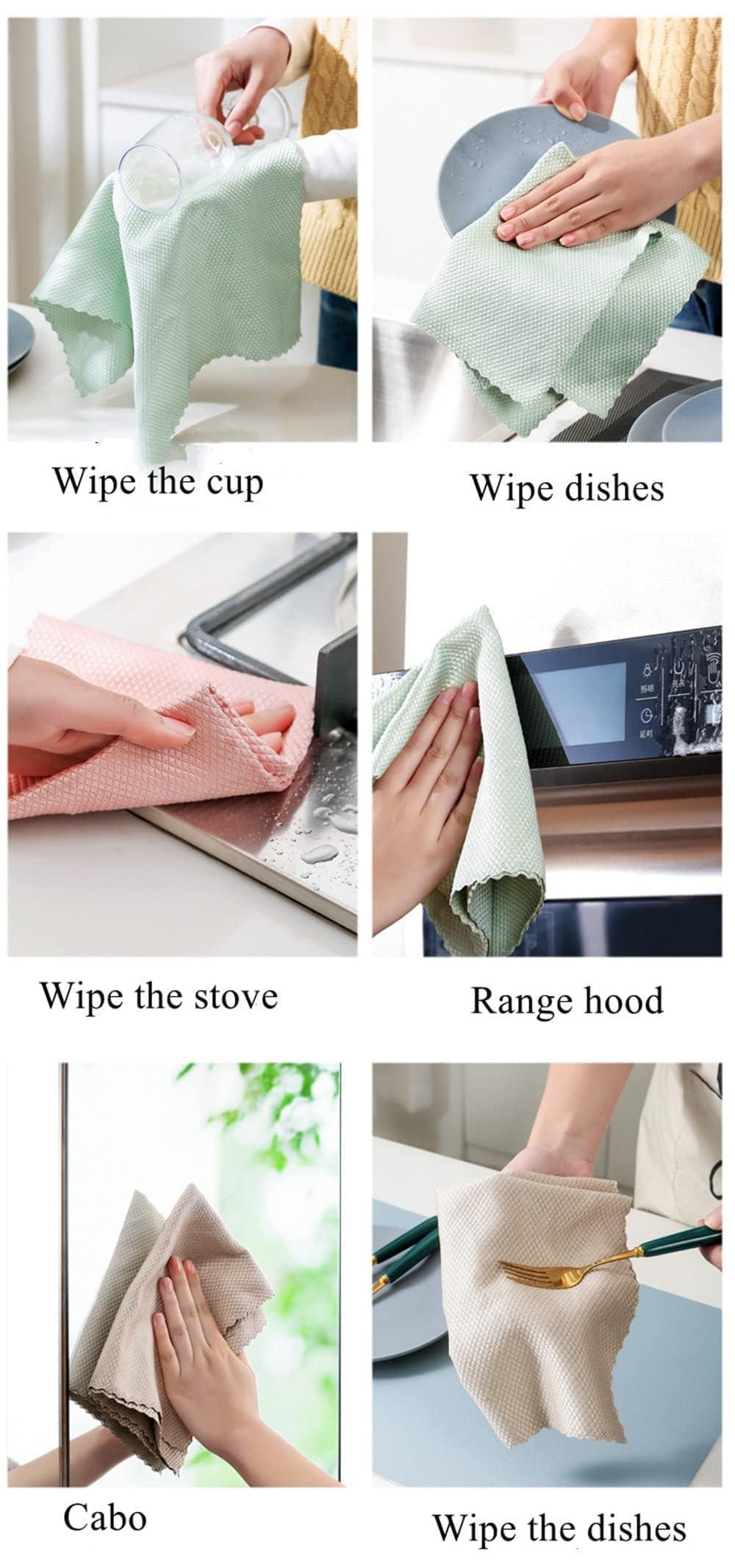 FPPLXCNM Weiliya 10pcs Cleaning Fish Scale Cloth Microfiber Nanoscale Cleaning Lint FreeEasy, No Trace High Absorption Polishing Cloth for Kitchen Home (Random Color)(30X40cm) - Image 6