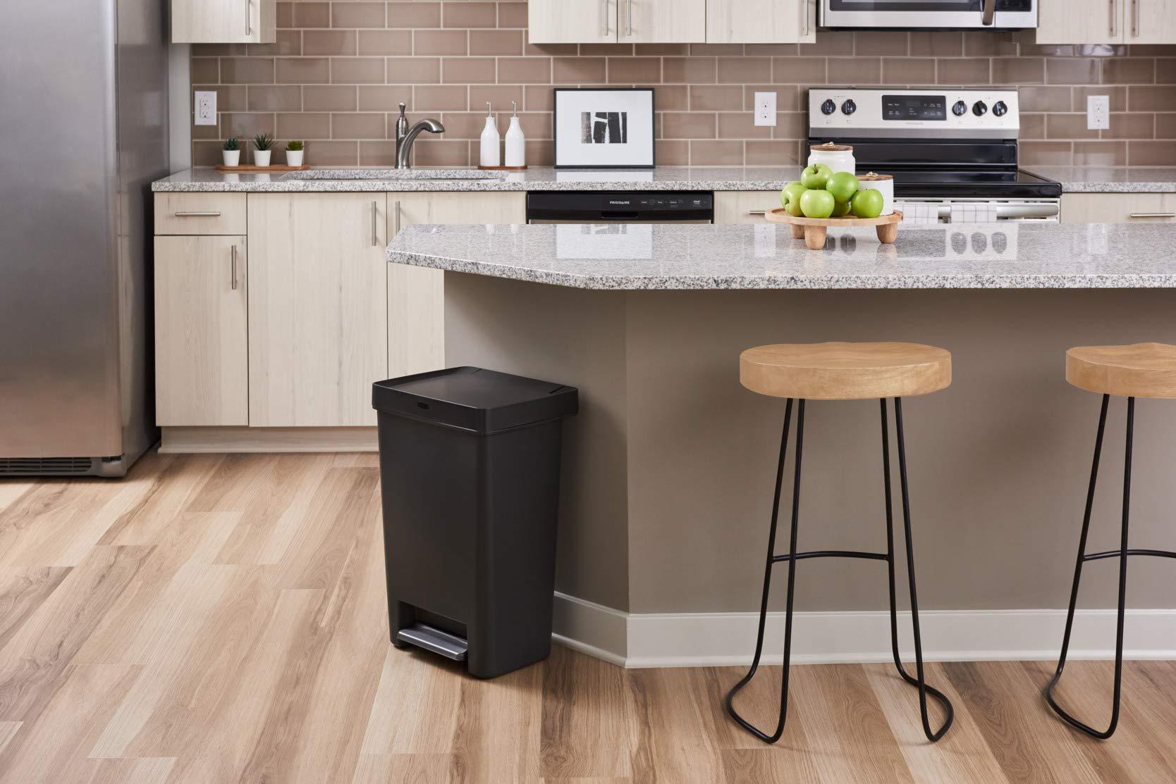 Rubbermaid Premier Series II Step-On Trash Can for Home and Kitchen, with Lid Lock and Slow Close, 12.4 Gallon, Charcoal, for Home/Kitchen/Garage/Apartment/Office - Image 2