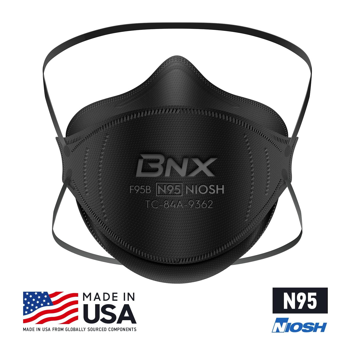 BNX N95 Mask NIOSH Certified MADE IN USA Face Mask, Tri-Fold Cup/Fish Style, 10,20,50-Pack - Black, White (Model F95B,F95W) - Image 6