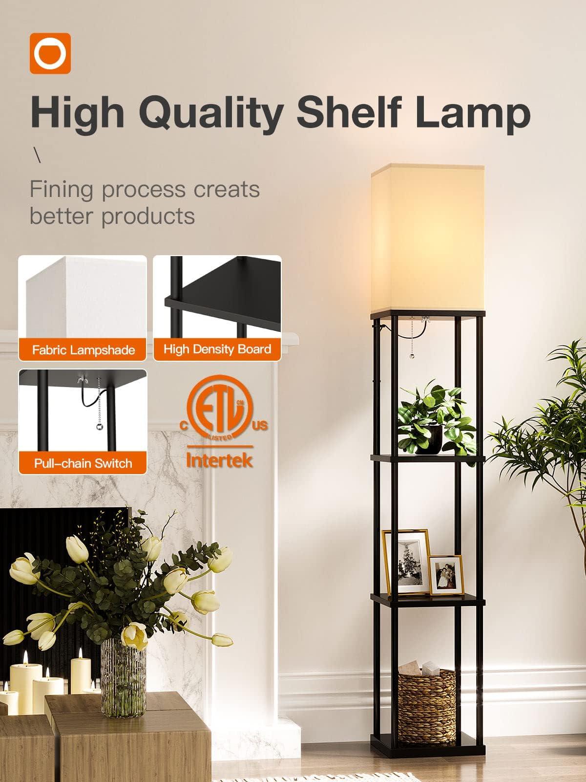 addlon Floor Lamps with Shelves, 4-Tier Modern Shelf Floor Lamp with 3CCT LED Bulb, Display Floor Lamp for Living Room, Bedroom and Office - Black - Image 8