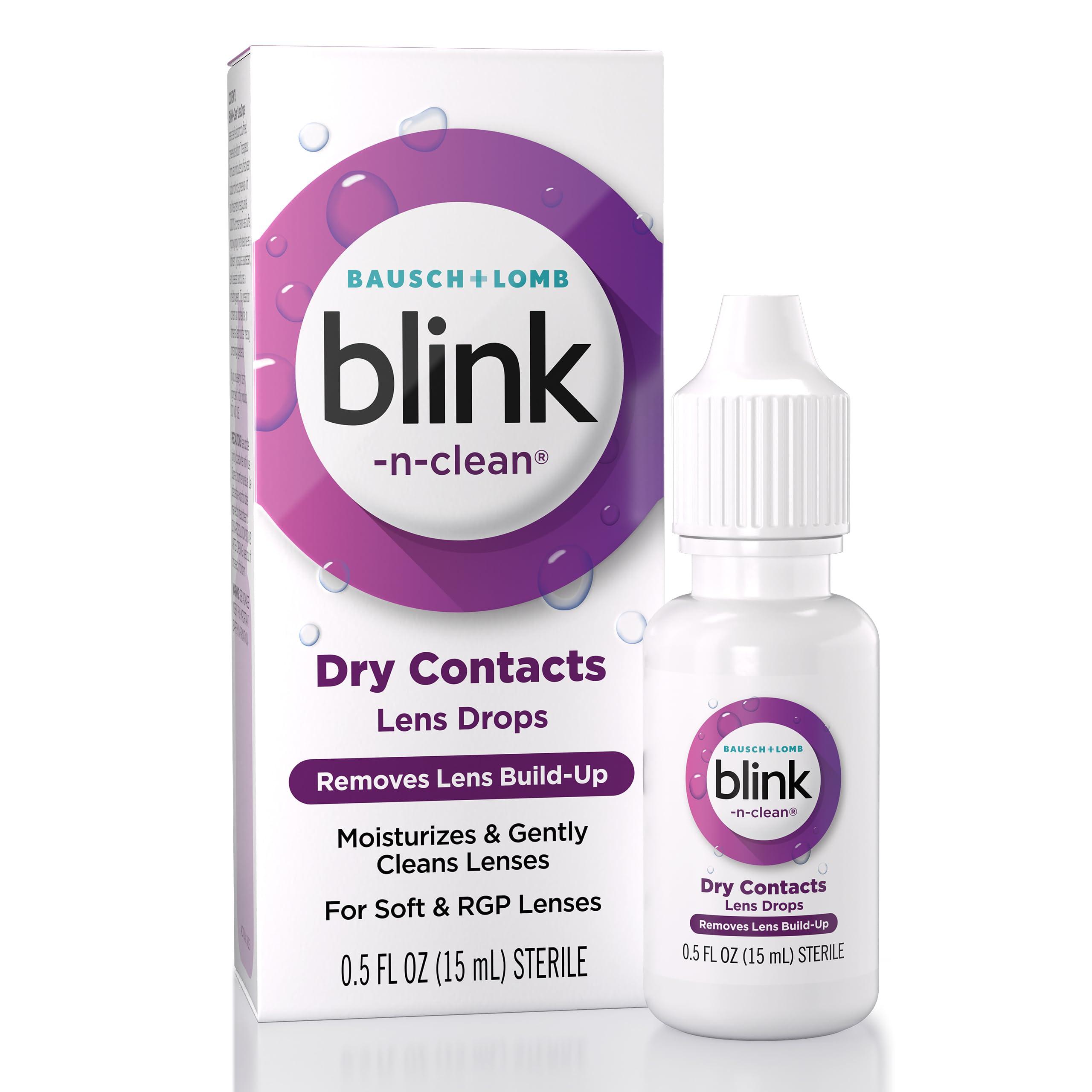 Blink Contacts Lubricating Eye Drops 0.34 fl oz and Blink-N-Clean Lens Drops 0.5 fl oz, Dual Moisturizing and Lens Cleaning Solution for Soft & RGP Lenses - Image 2