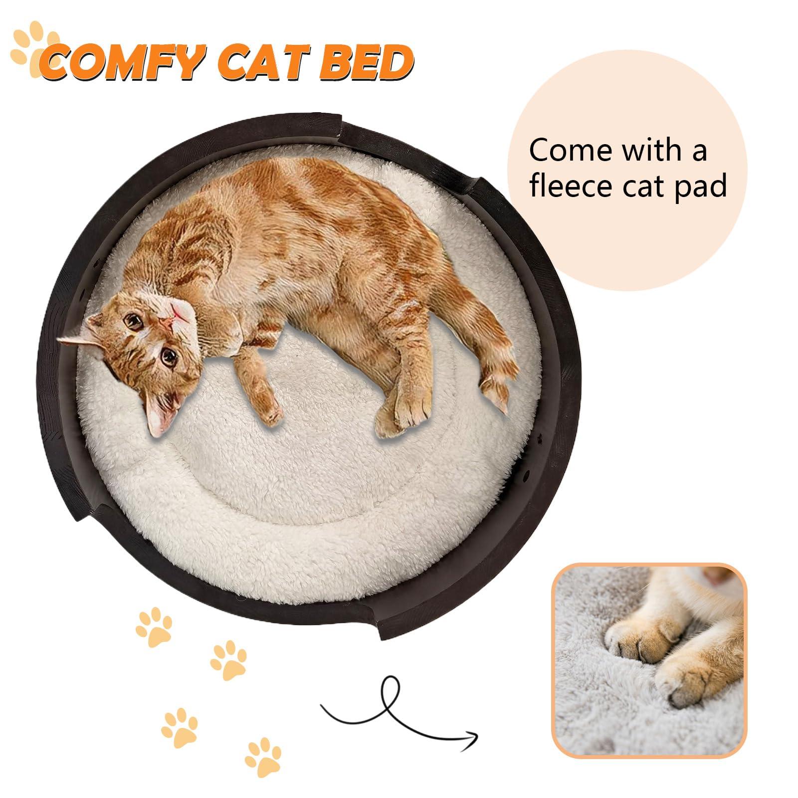 XZKING Cat Desk Bed- Adjustable Wooden Cat Bed for Home Office and Study Rooms, Desktop Kitten Furniture Attachment with Pet Mat, Ball, Mouse (Large) - Image 7