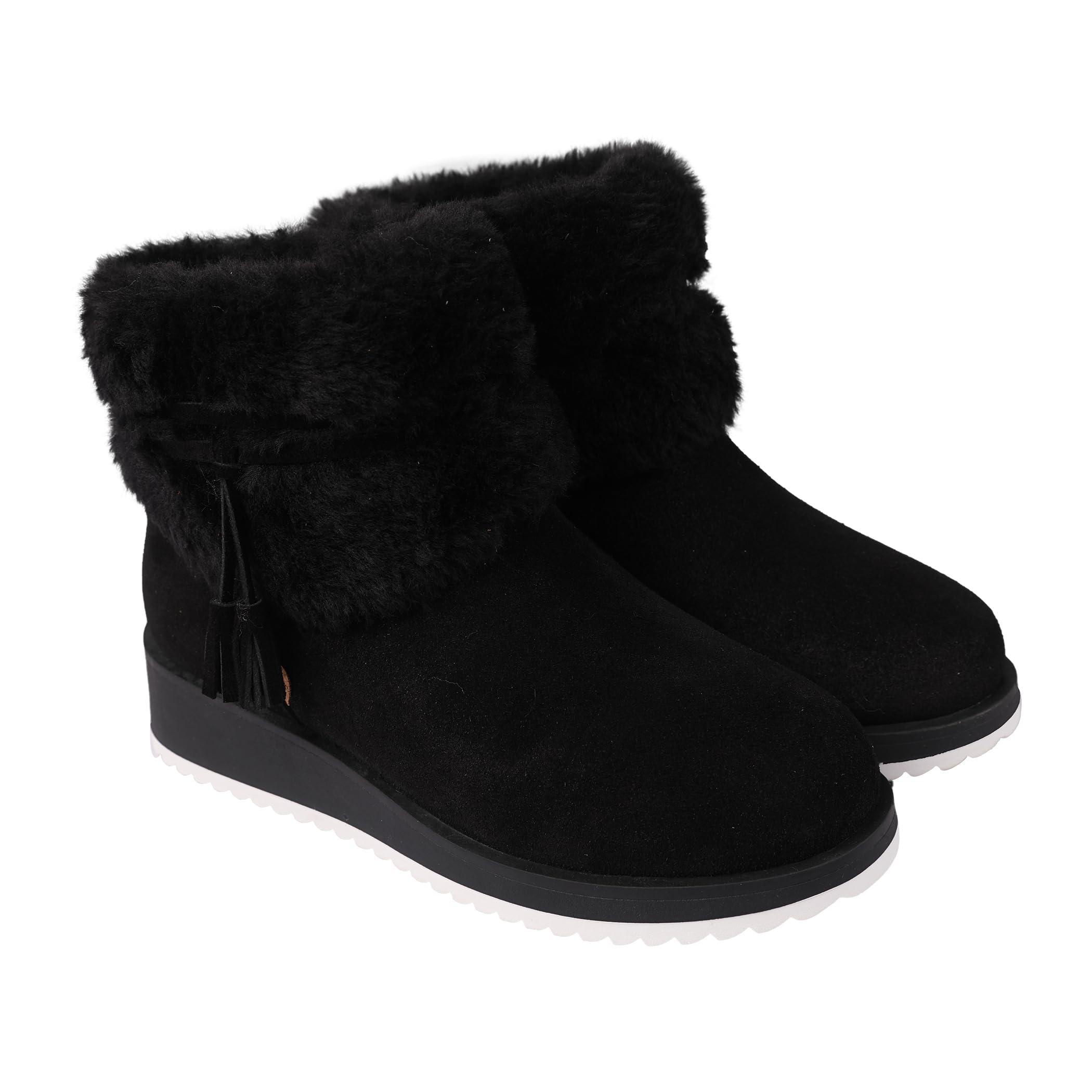 Lamo Women's Bailee Wedge Boots with Zipper For Women- Stylish Suede Boots with Faux Rabbit Fur Collar, NeverWet Water and Stain Resistance, Premium Faux Fur Lining, 1.5" Heel - Image 5